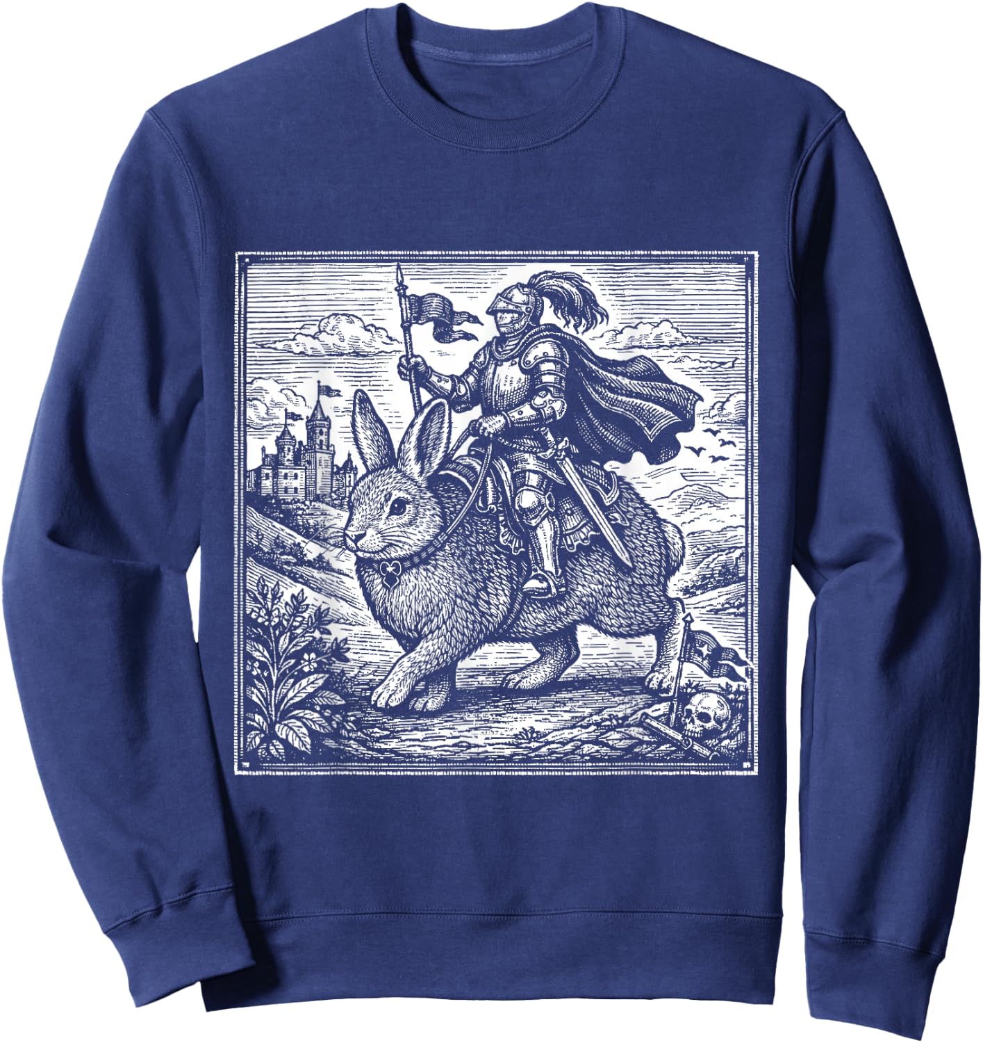 Funny Medieval Knight Rabbit Castle Fantasy Renaissance Fair Sweatshirt - Sweatshirt | Navy