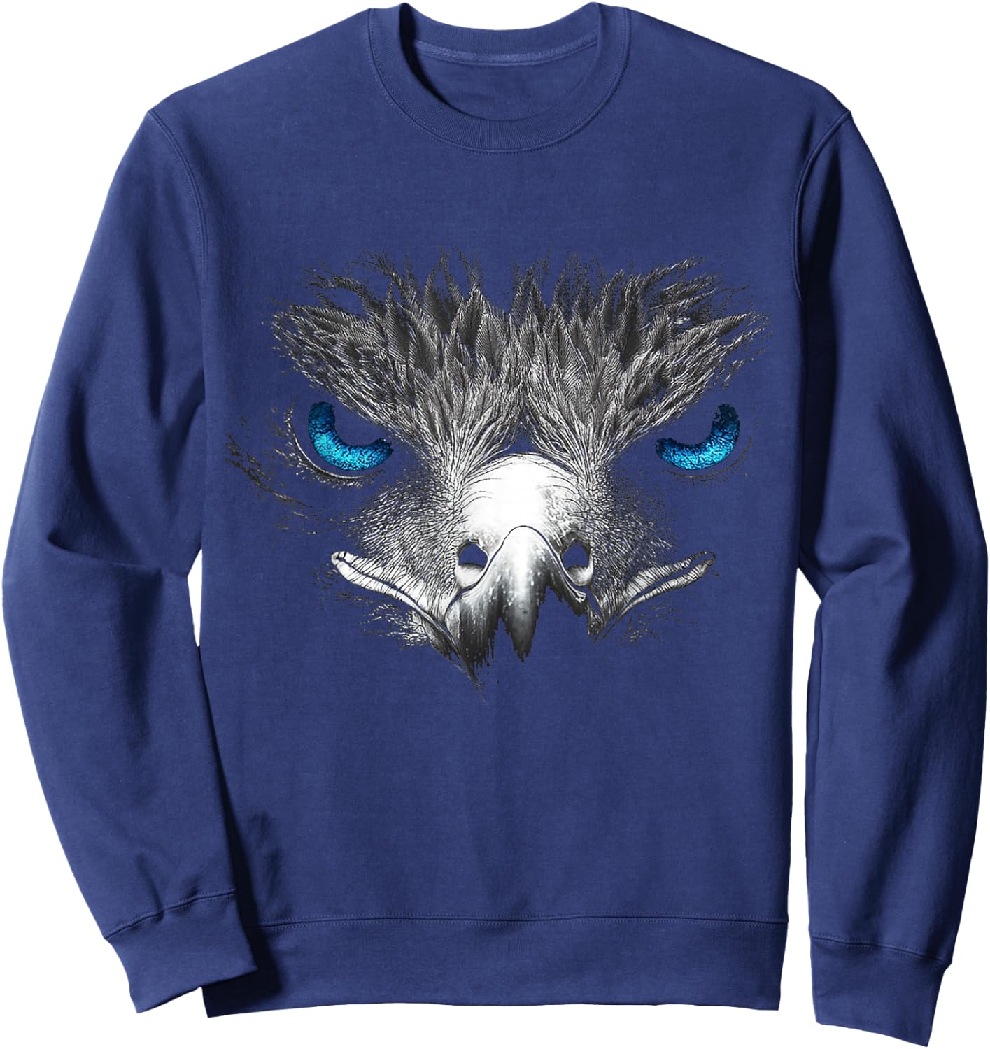 Adler Vogel Grafik Tier Illustration Blaue Augen Adler Sweatshirt - Sweatshirt | Navy