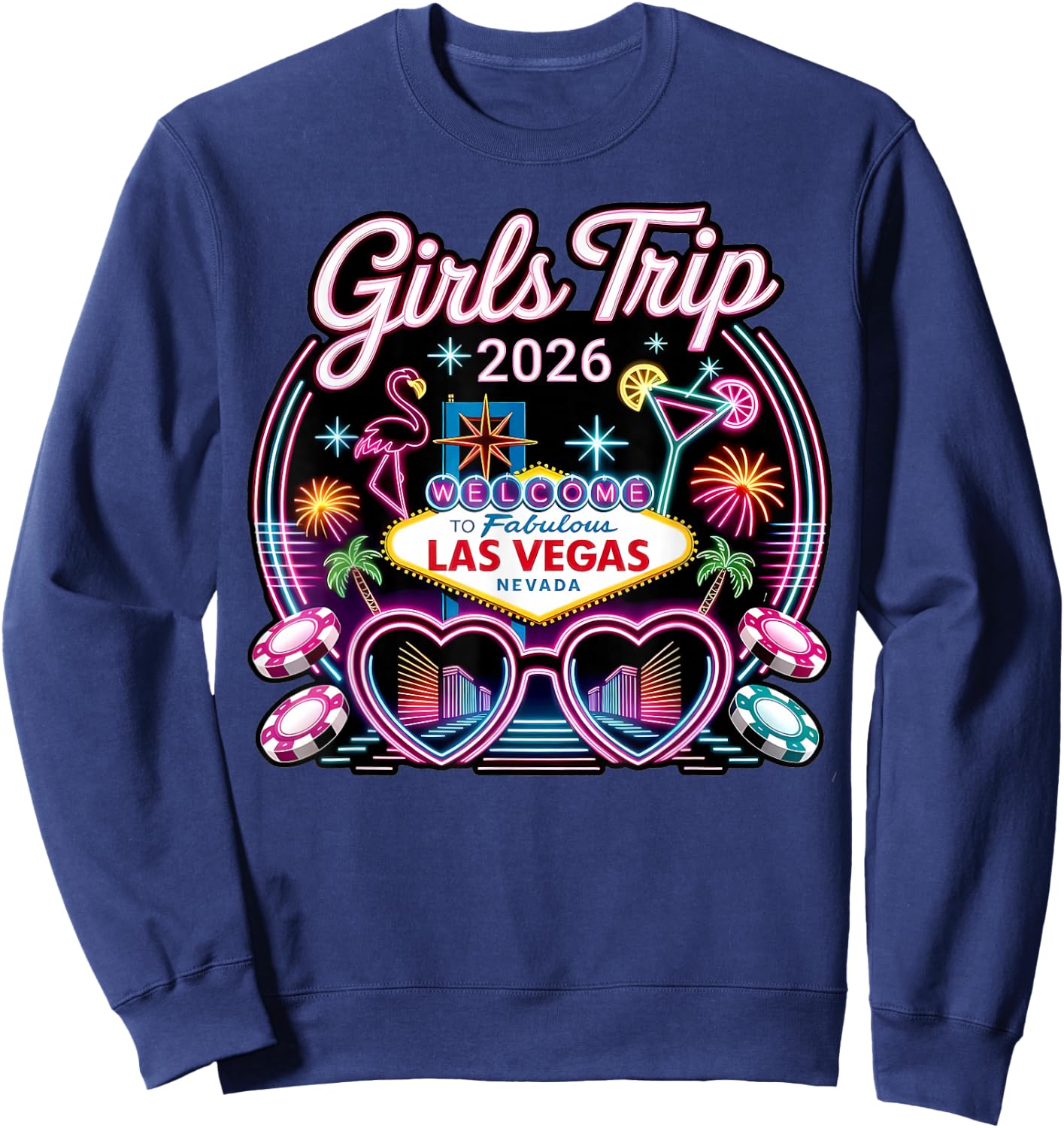 Girls Trip Las Vegas Vacation 2026 Friends Matching Sweatshirt - Sweatshirt | Navy
