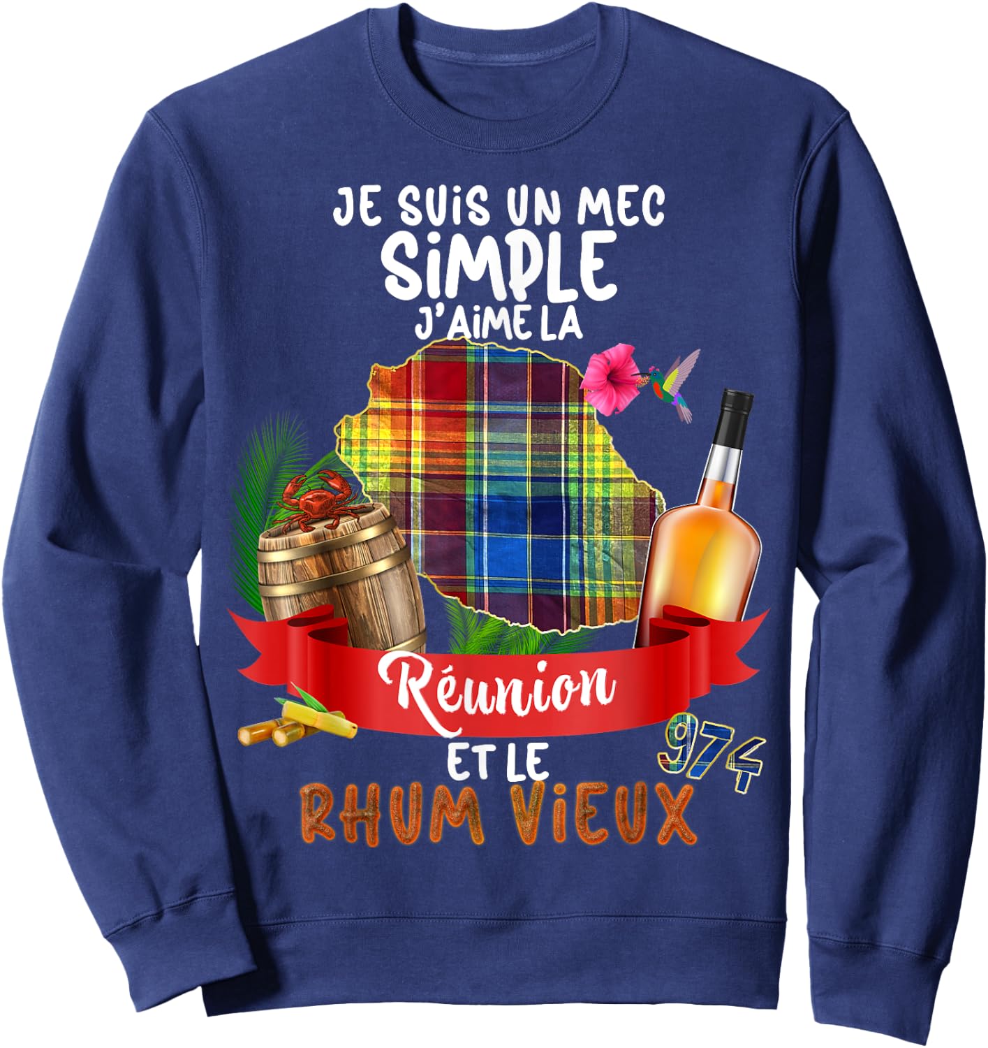 Man Reunion Island Aperitif Rum Old Ti Punch Papa Grandpa , Black, S Sweatshirt - Sweatshirt | Navy