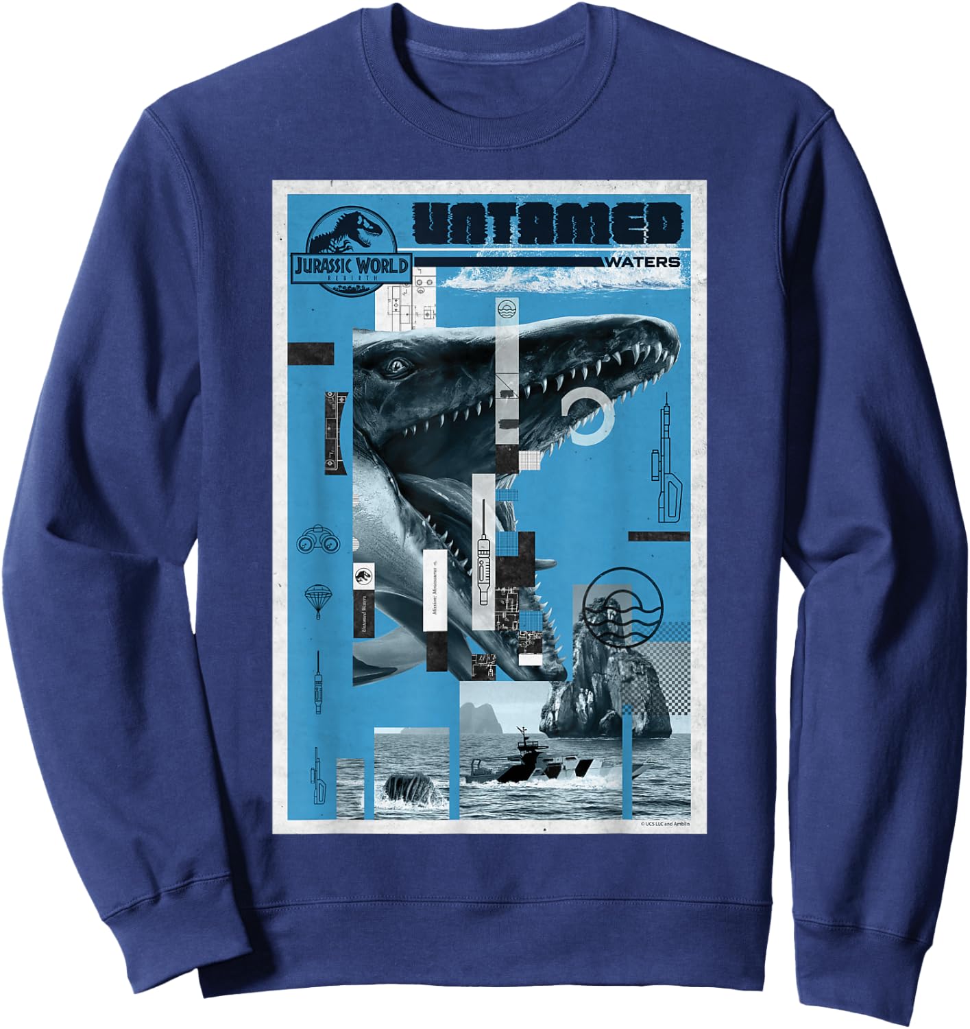 Jurassic World Rebirth Mosasaurus Untamed Waters Sweatshirt - Sweatshirt | Navy