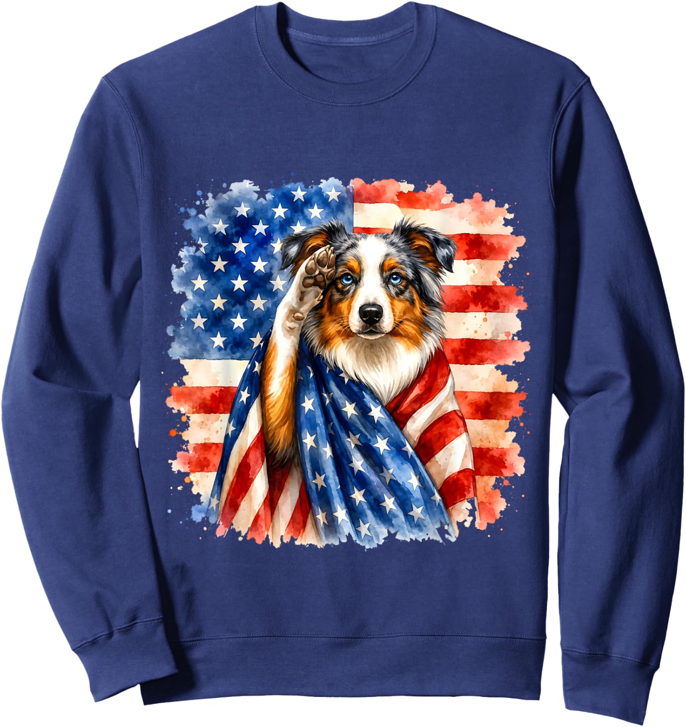 Vintage Australian Shepherd Patriot Sweatshirt - Sweatshirt | Navy