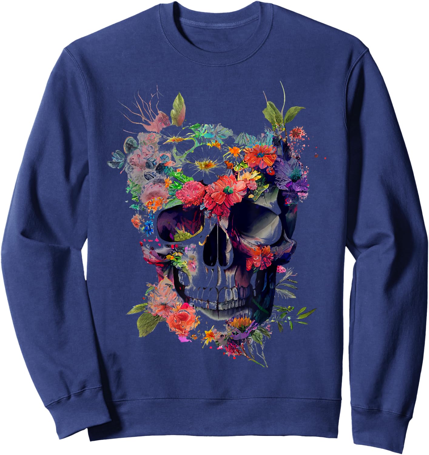 Totenkopf mit Blumen Sweatshirt - Sweatshirt | Navy