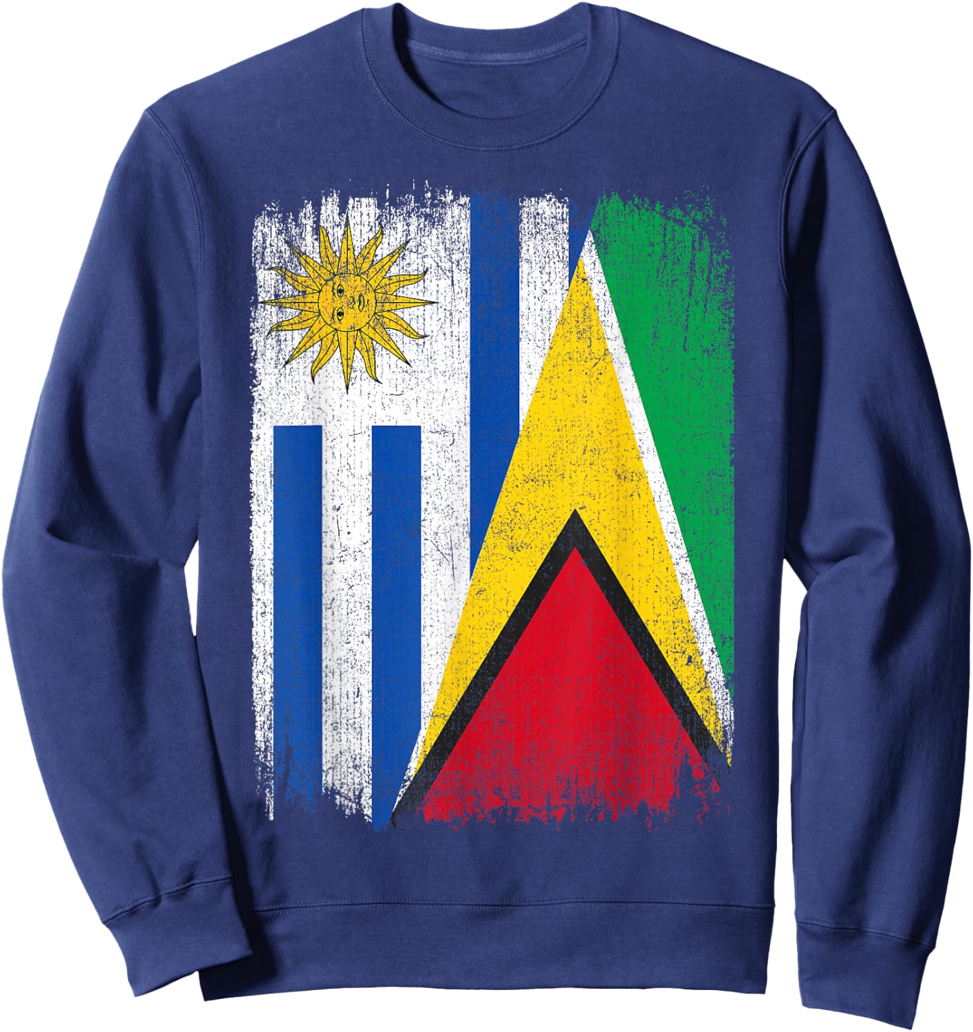 Half Uruguay Guyana Split Flag Uruguayan Pride Roots Sweatshirt - Sweatshirt | Navy