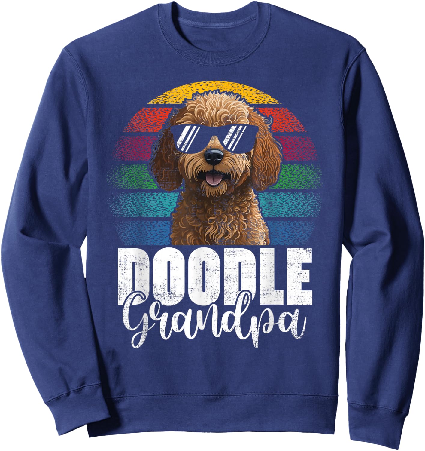 Retro Doodle Grandpa Goldendoodle Dog Lover Fathers Day Men Sweatshirt - Sweatshirt | Navy