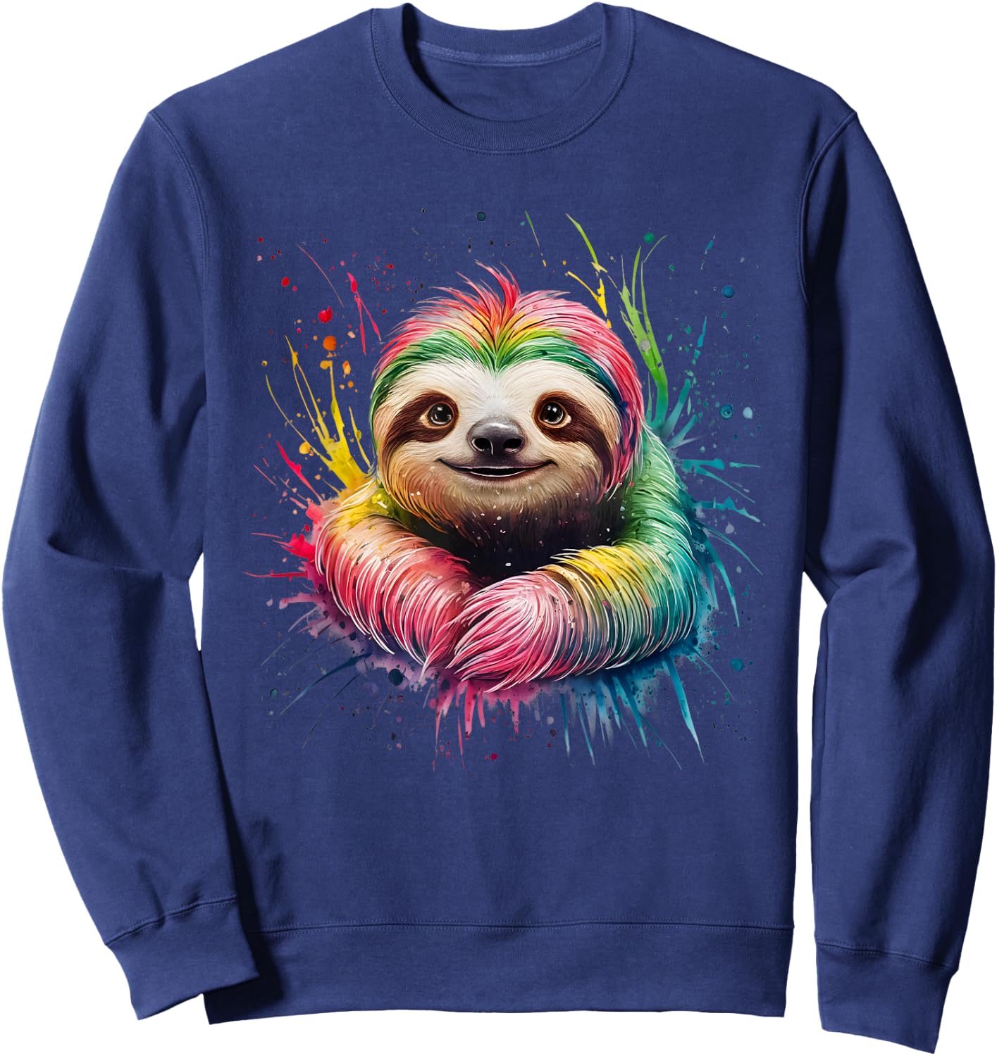 Sloth Men's Women's Colourful Watercolour Sloth Sweatshirt - Sweatshirt | Navy