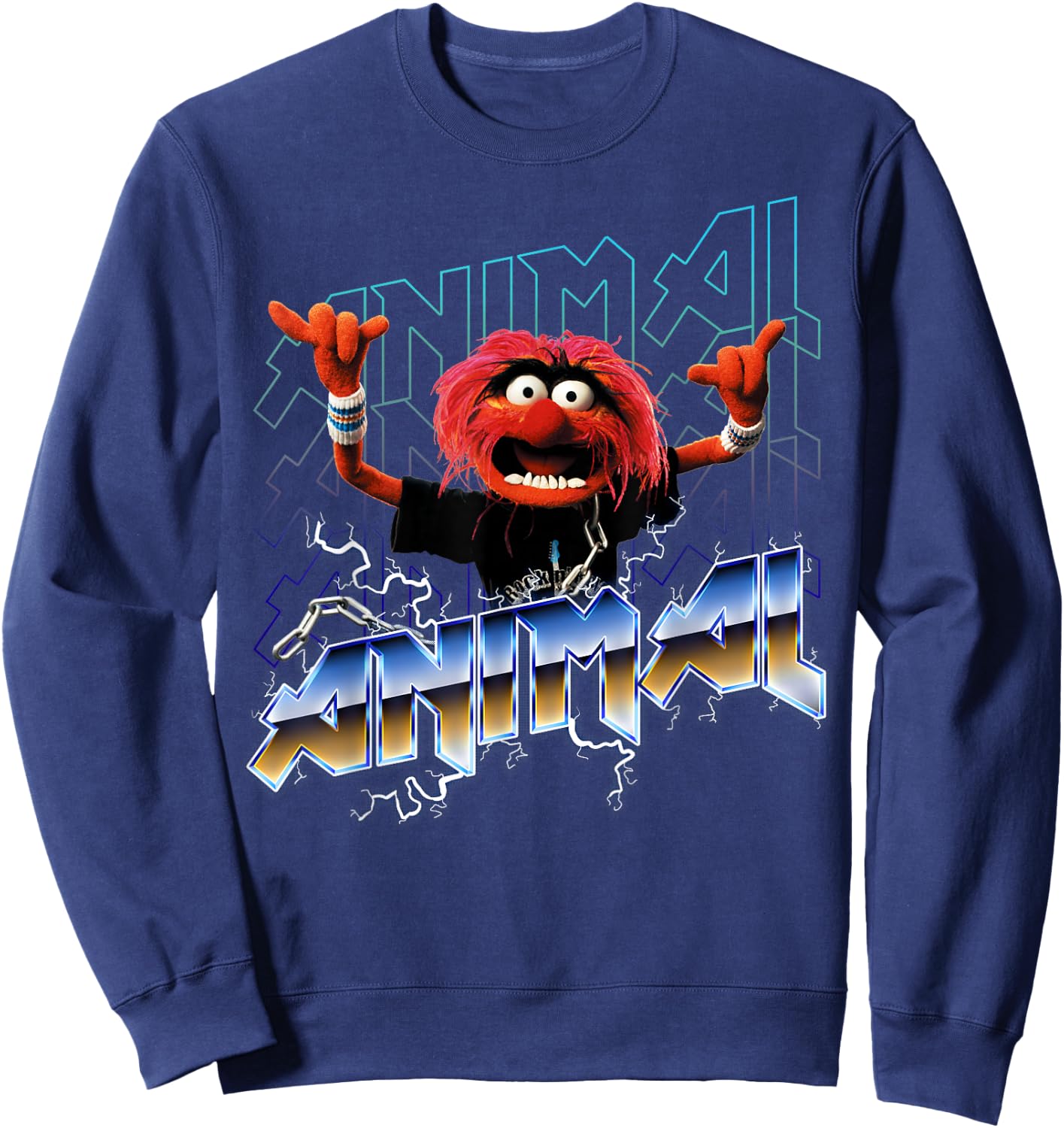 Disney The Muppets Animal Vintage Rock Metal Poster Sweatshirt - Sweatshirt | Navy
