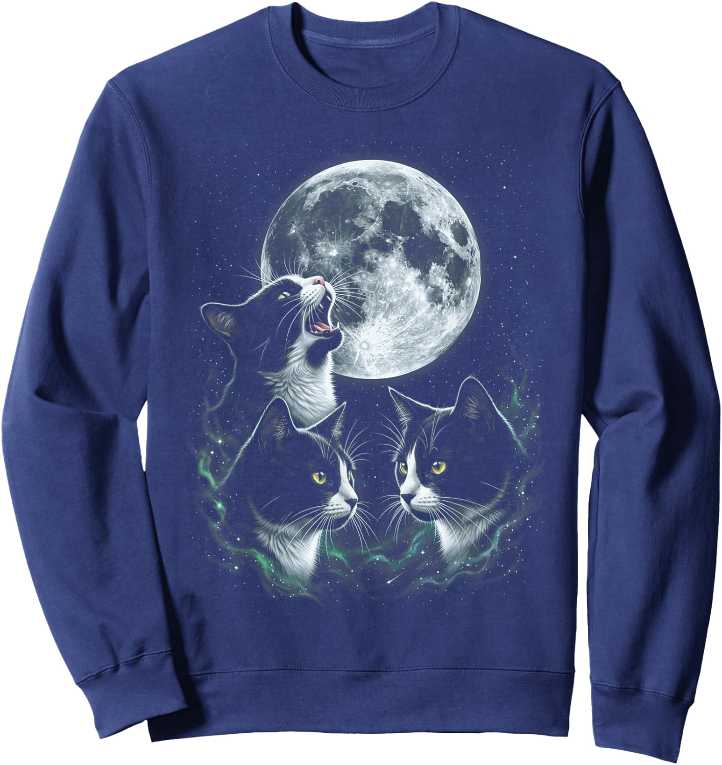 Howling At The Moon Tuxedo Cats Sweatshirt - Sweatshirt | Navy