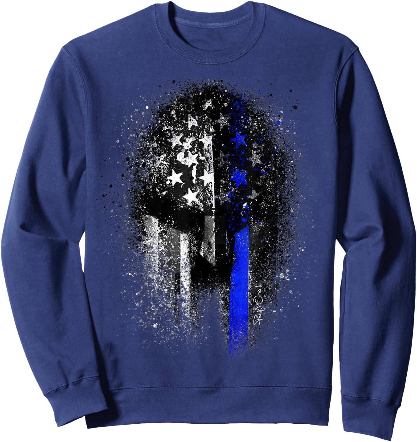 Epic Patriotic Spartan Flag Police Support Thin Blue Line Sweatshirt - Sweatshirt | Navy