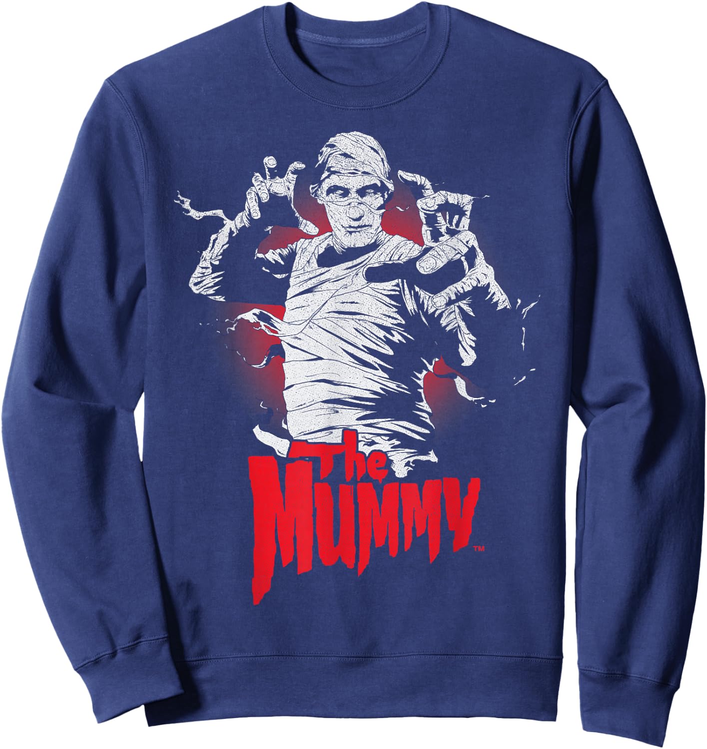 Universal Monsters Distressed The Mummy Portrait Logo Sweatshirt - Sweatshirt | Navy