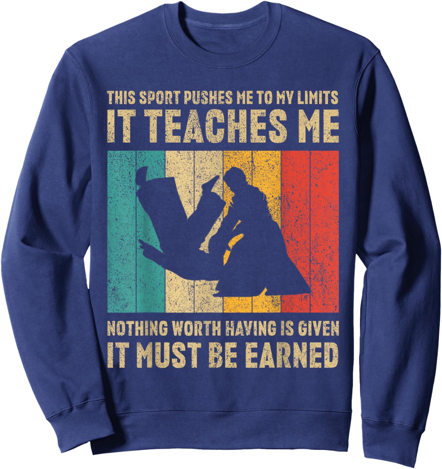 It Must Be Earned Vintage Aikido Martial Arts Sweatshirt - Sweatshirt | Navy