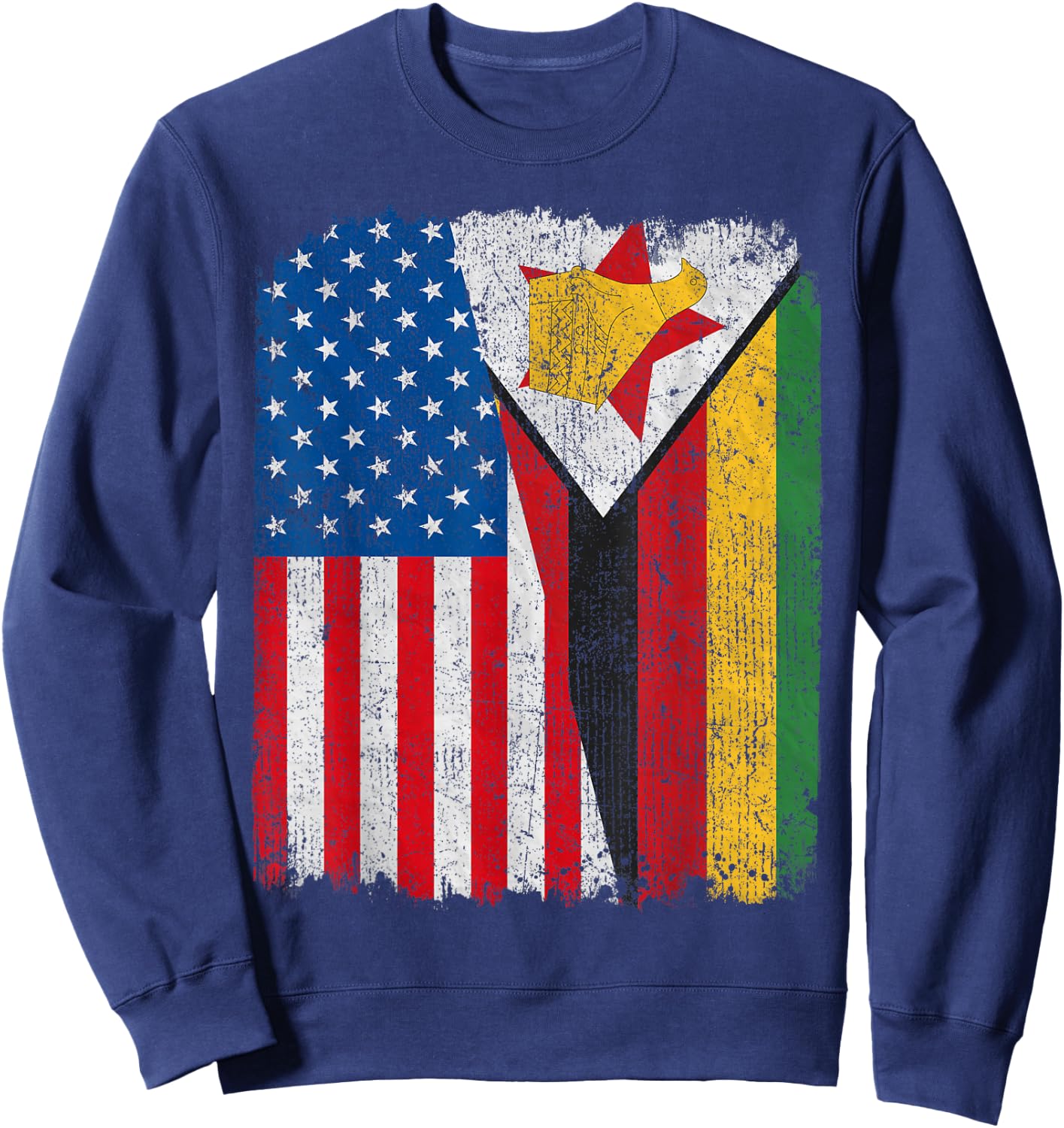 Zimbabwean American Flag Half USA Zimbabwe Root Proud Sweatshirt - Sweatshirt | Navy
