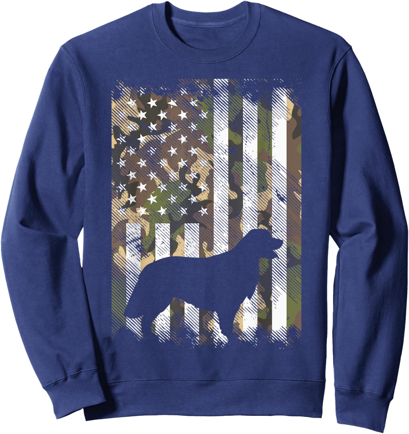 Camo Flag Golden Retriever Vintage Patriotic Dog Lover Gift Sweatshirt - Sweatshirt | Navy