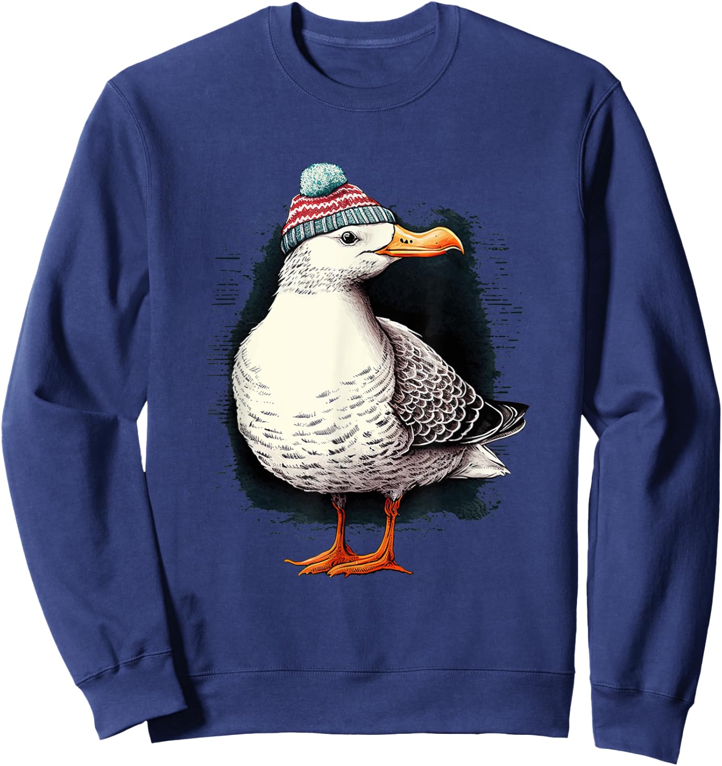 women men apparel: Funny animals design seagull Sweatshirt - Sweatshirt | Navy