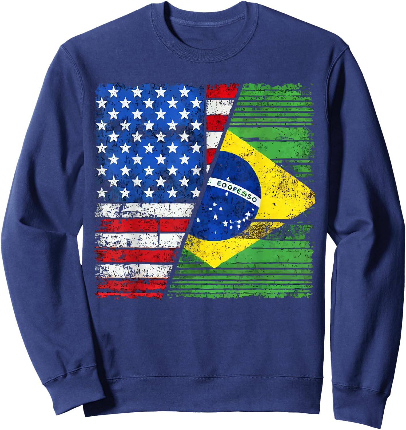 Half American Half Brazilian USA Flag Brazil America Sweatshirt - Sweatshirt | Navy