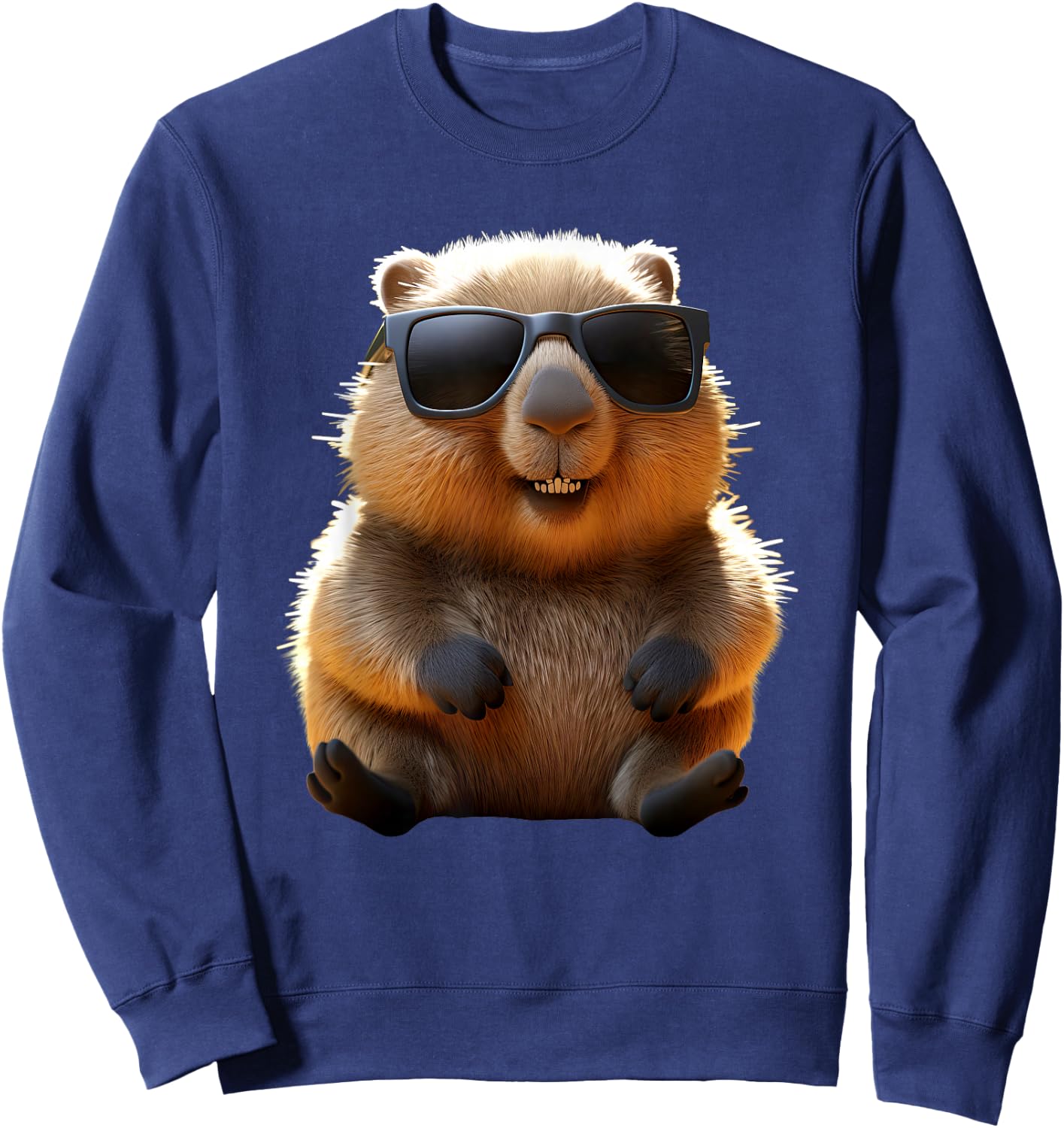 Wombat with Sunglasses Australia Marsupial Cute Wombat , black Sweatshirt - Sweatshirt | Navy