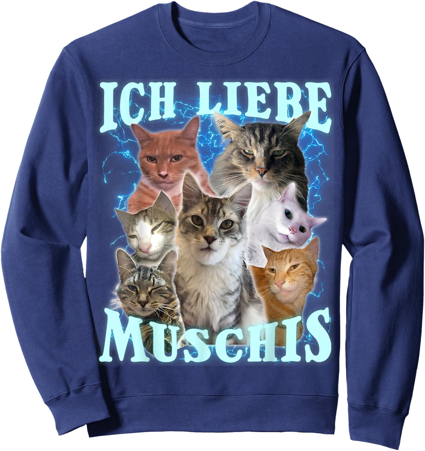 with German Text "Ich Liebe Musch, black Sweatshirt - Sweatshirt | Navy