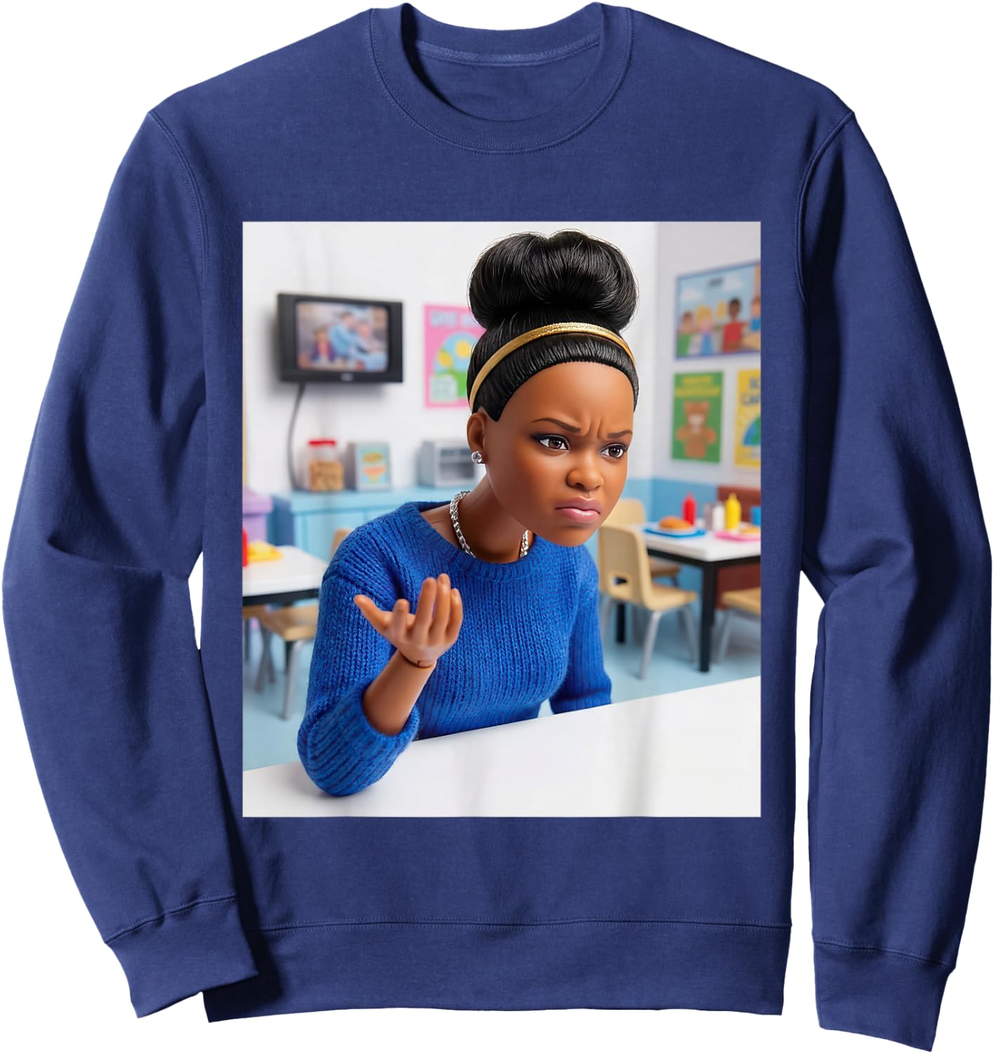 Schwarzes Puppen Humor Lustig Meme Doll Face Sweatshirt - Sweatshirt | Navy