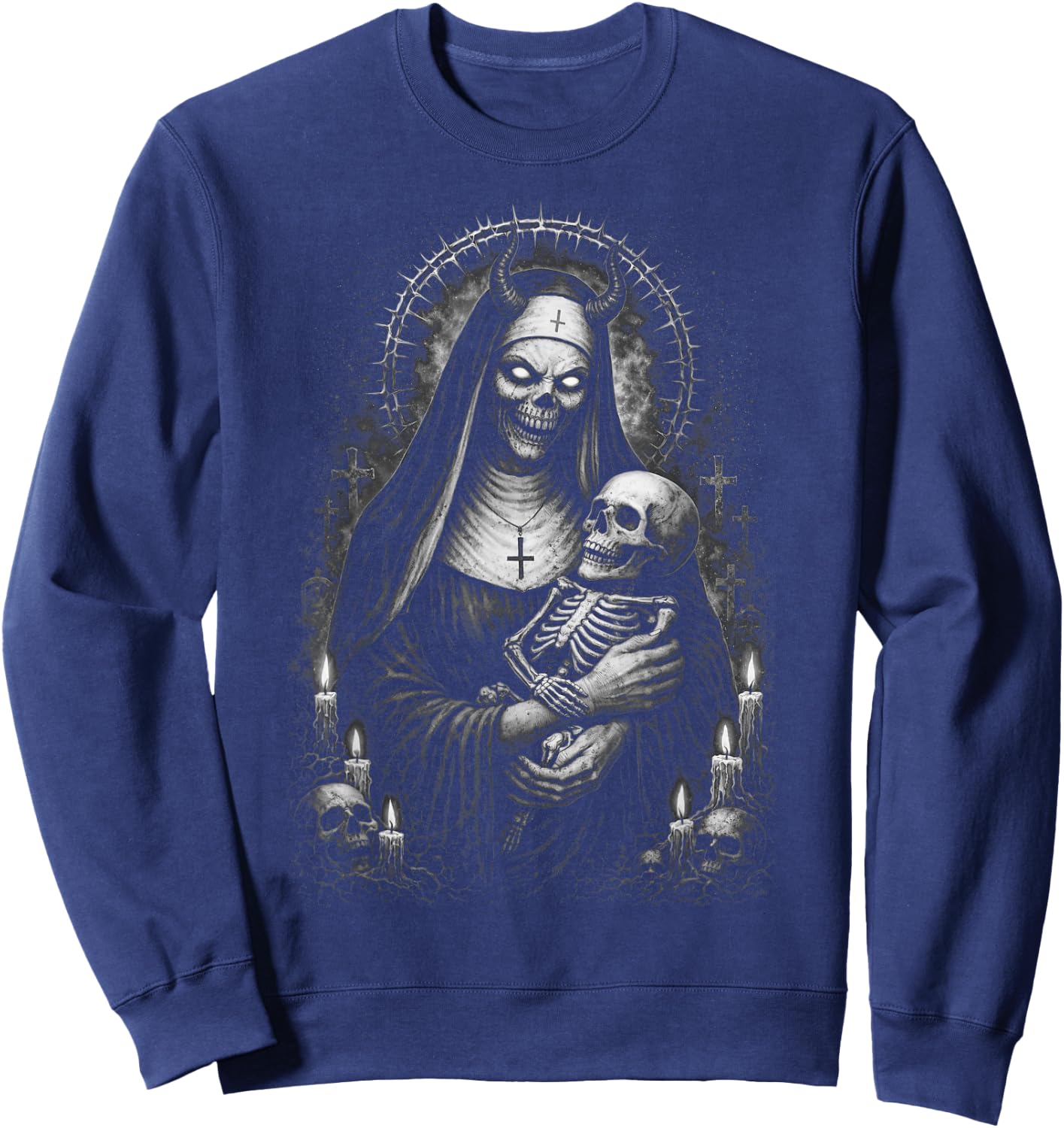 Demonic Nun Gothic Horror Dark Occult Creepy Unholy Sweatshirt - Sweatshirt | Navy
