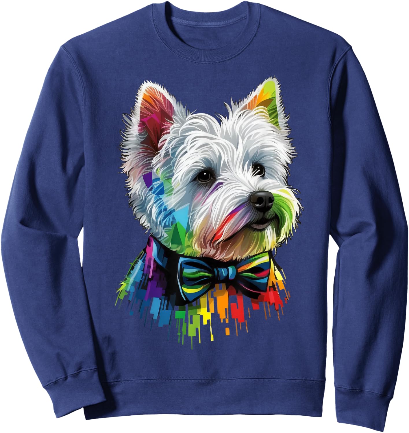 Westie Gay Pride Dog LGBT Rainbow Flag on Westie LGBTQ Men Women Kids Sweatshirt - Sweatshirt | Navy