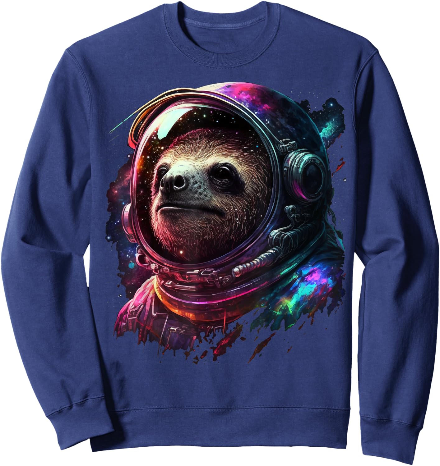Sloth Astronaut in Space Suit Colorful Cosmos Explorer Sweatshirt - Sweatshirt | Navy