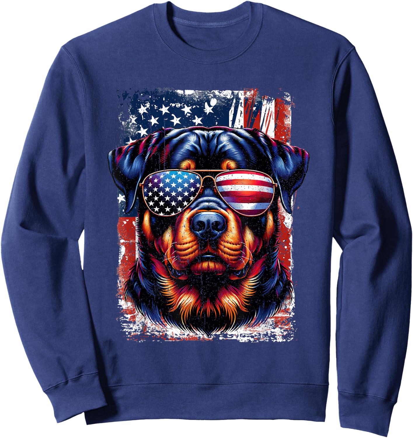 Vintage Rottweiler Dogs Lovers American Flag 4th Of July Women Kids Men Sweatshirt - Sweatshirt | Navy