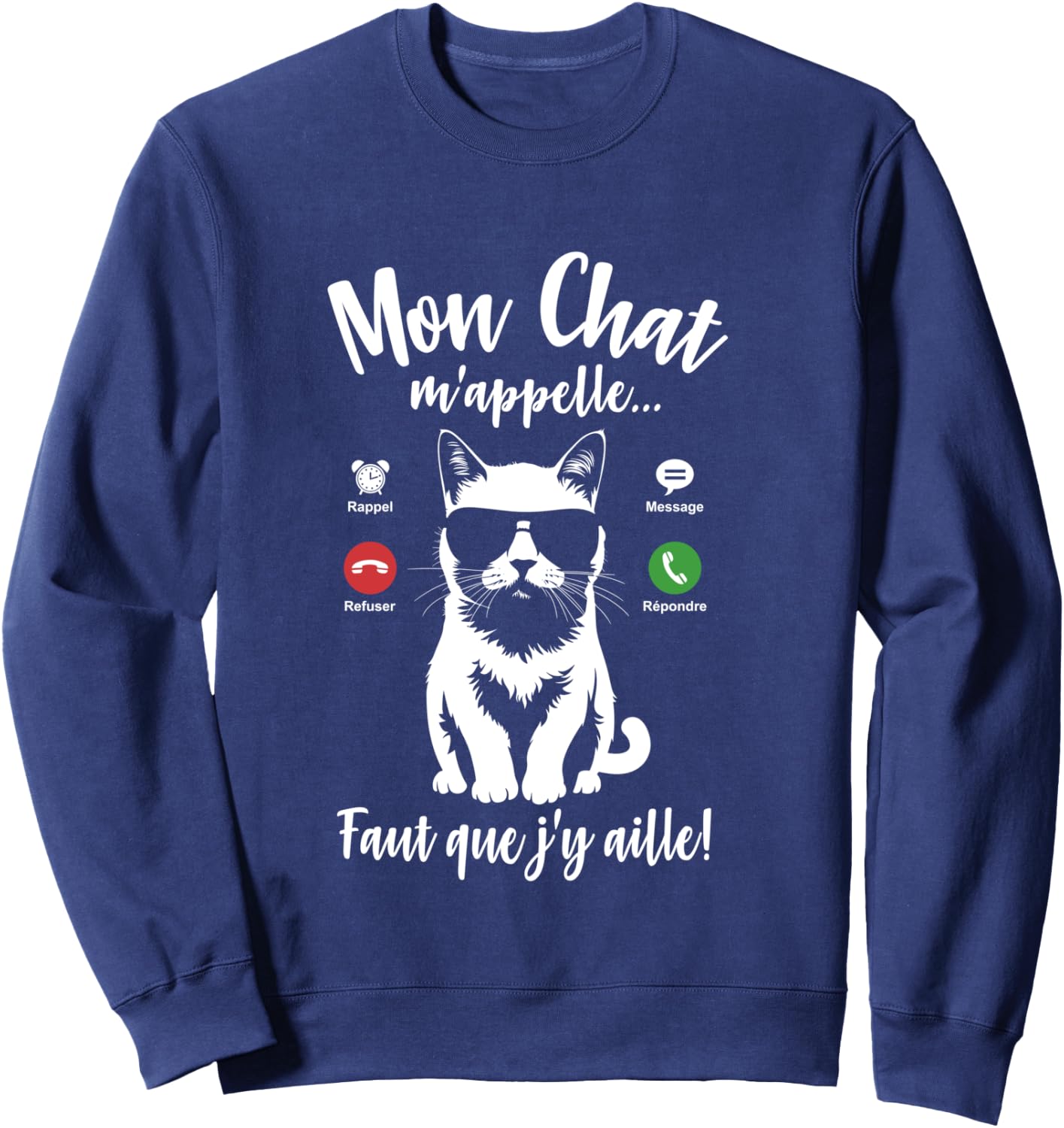 Silhouette Cat Woman Girl Funny My Cat Calls Me Calls Me Design Sweatshirt - Sweatshirt | Navy