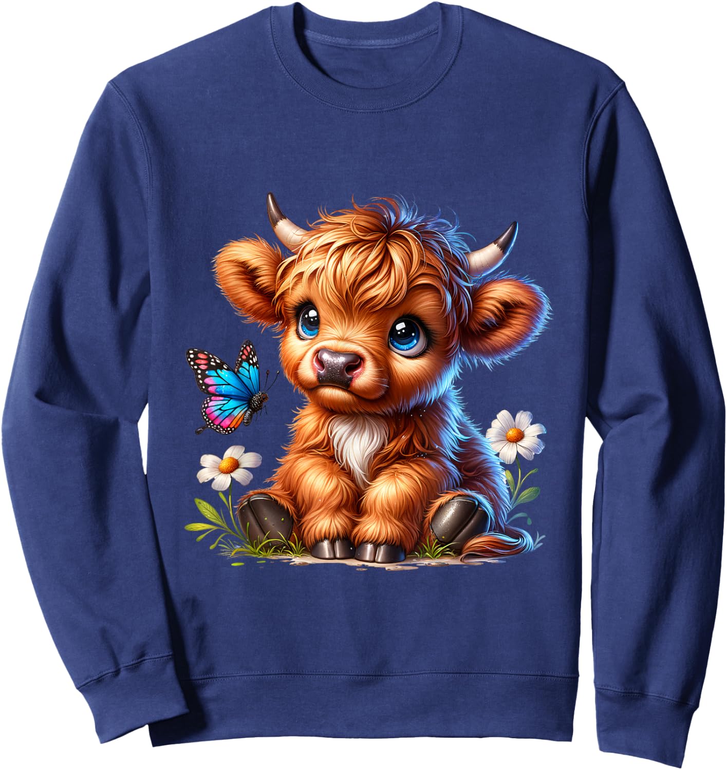 Cow, Scottish Highland Cow, Western Wear, Highland Cow Sweatshirt - Sweatshirt | Navy
