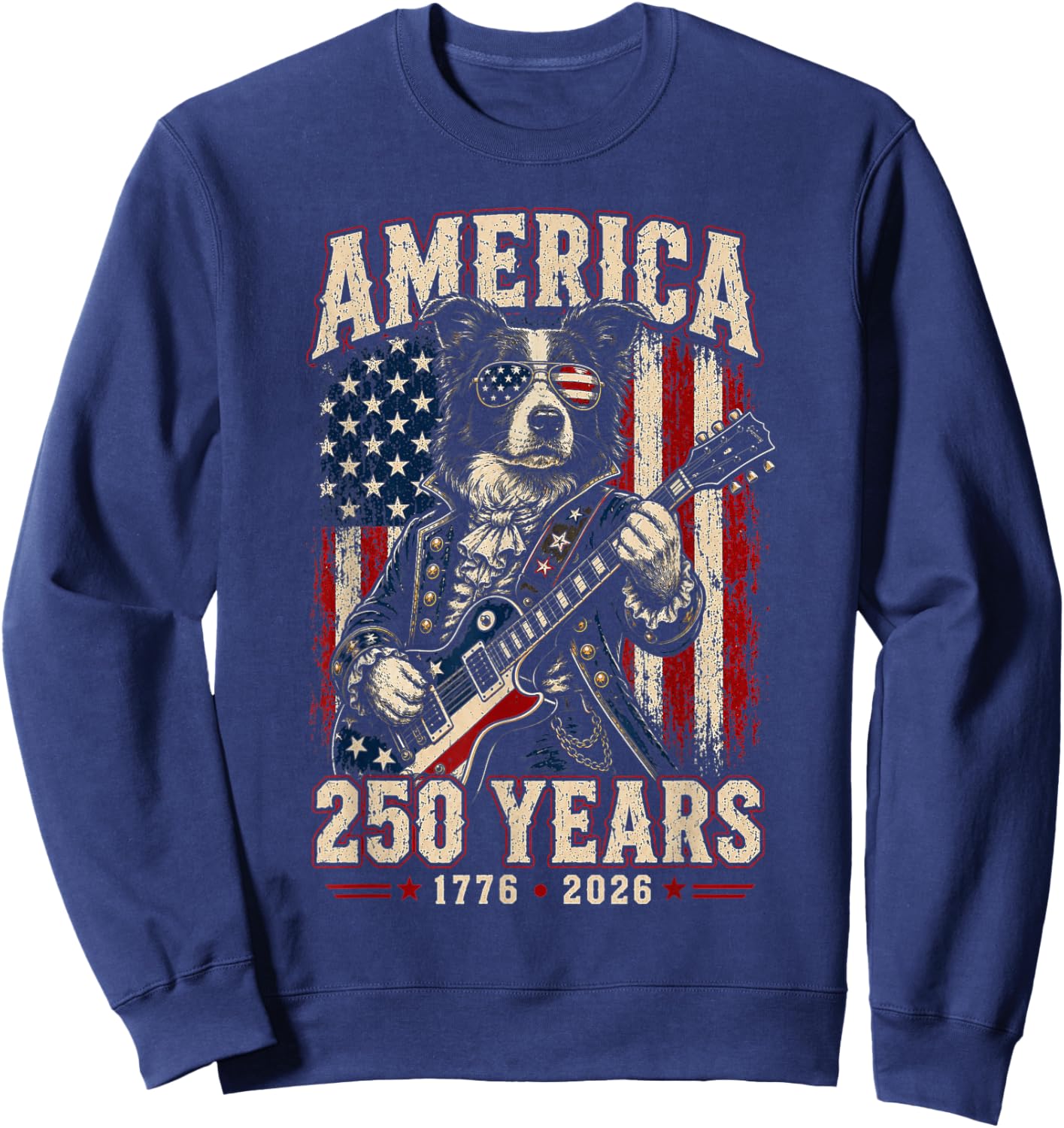 250 Years America Border Collie Patriotic USA 4th of July Sweatshirt - Sweatshirt | Navy