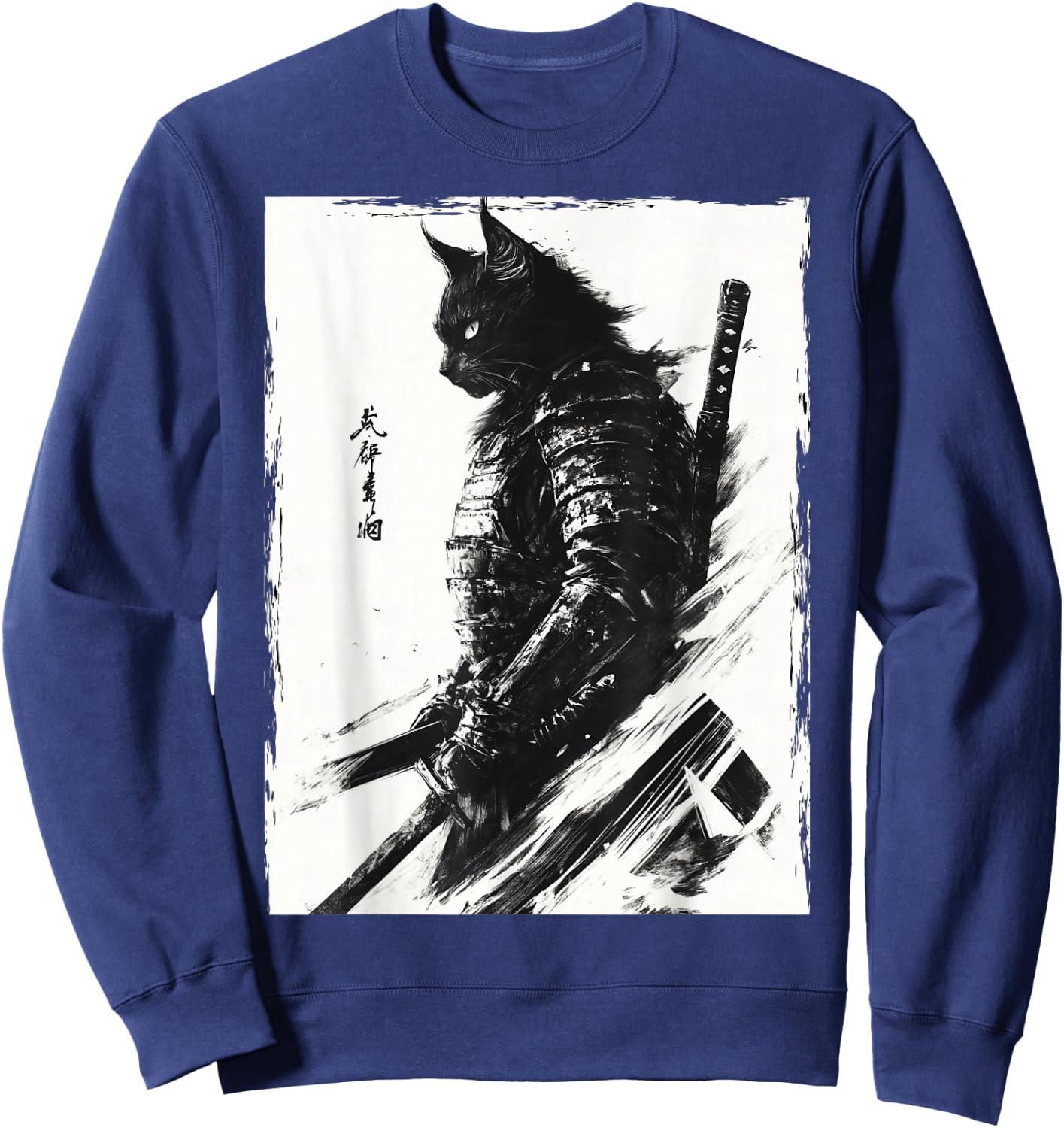 Samurai Warrior Cat Vintage Japanese Art Anime Sweatshirt - Sweatshirt | Navy