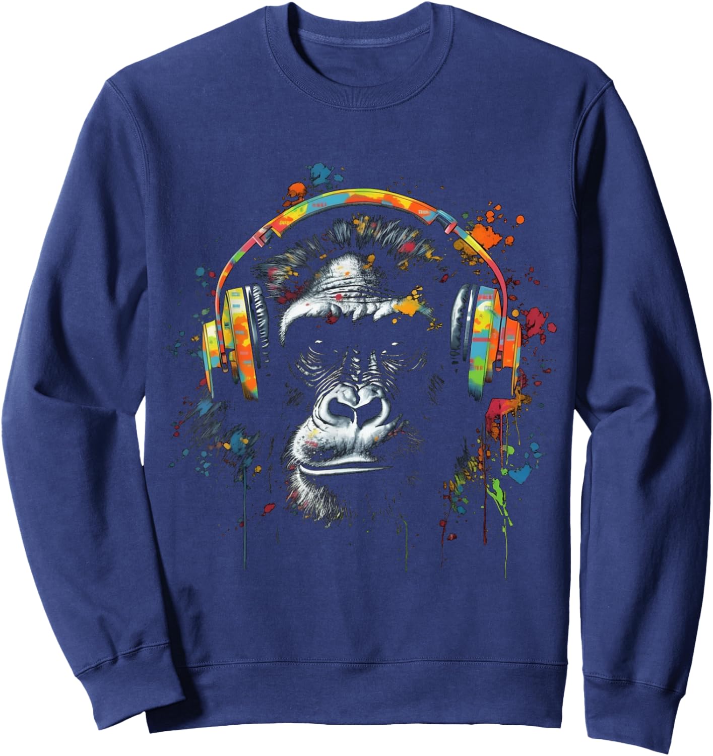 Monkey Music Colourful Musicians Animal Theme Animal Jungle Art Monkey Sweatshirt - Sweatshirt | Navy