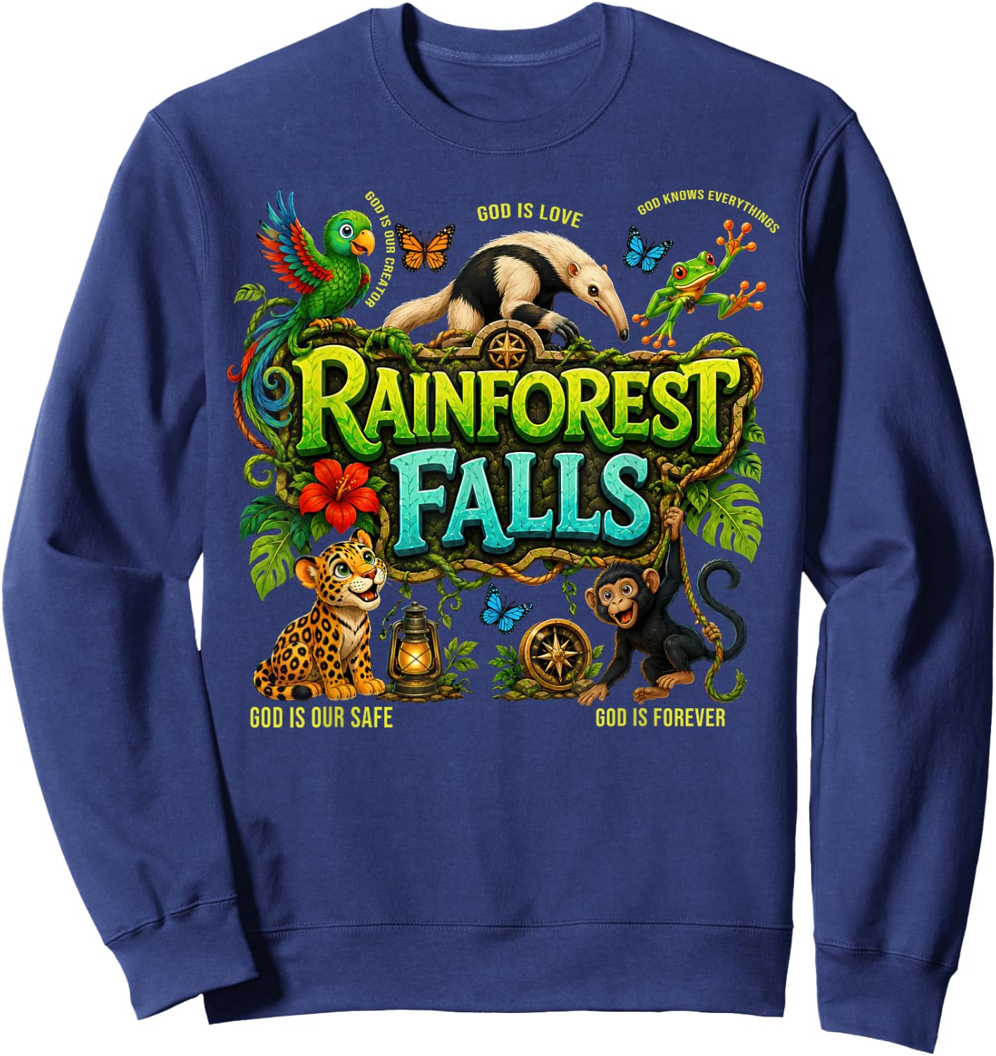 Rainforest Falls VBS 2026 Bible Christian Men Women Kids Sweatshirt - Sweatshirt | Navy