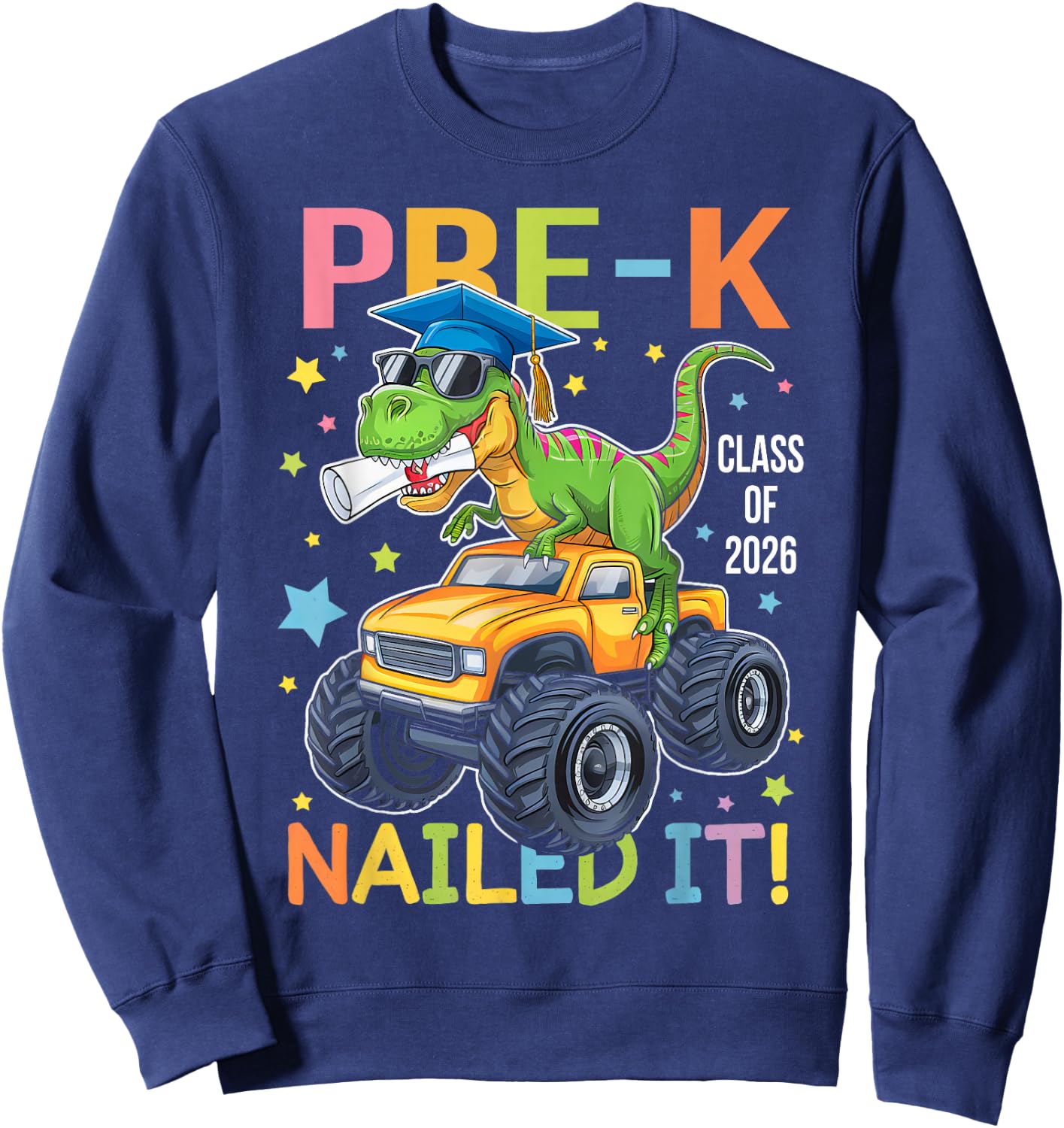 Pre-K Graduation Class Of 2026 Graduate Dinosaur Boys Kids Sweatshirt - Sweatshirt | Navy