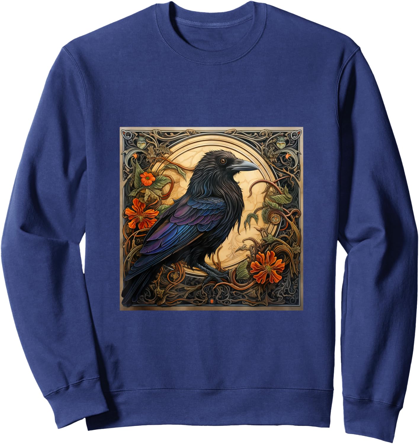 Raven Art Nouveau Abstract Sweatshirt - Sweatshirt | Navy