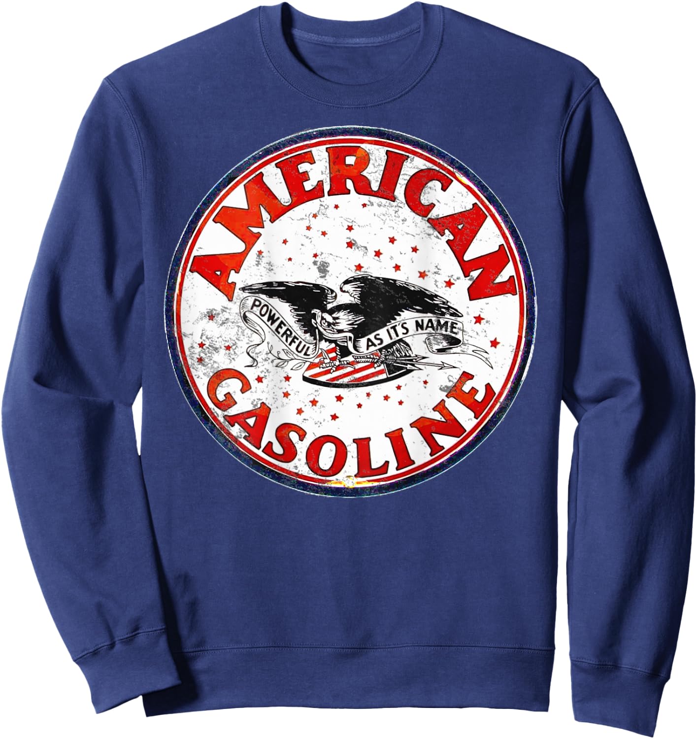 Back Only Print Retro Vintage Gas Station American Gasoline Sweatshirt - Sweatshirt | Navy