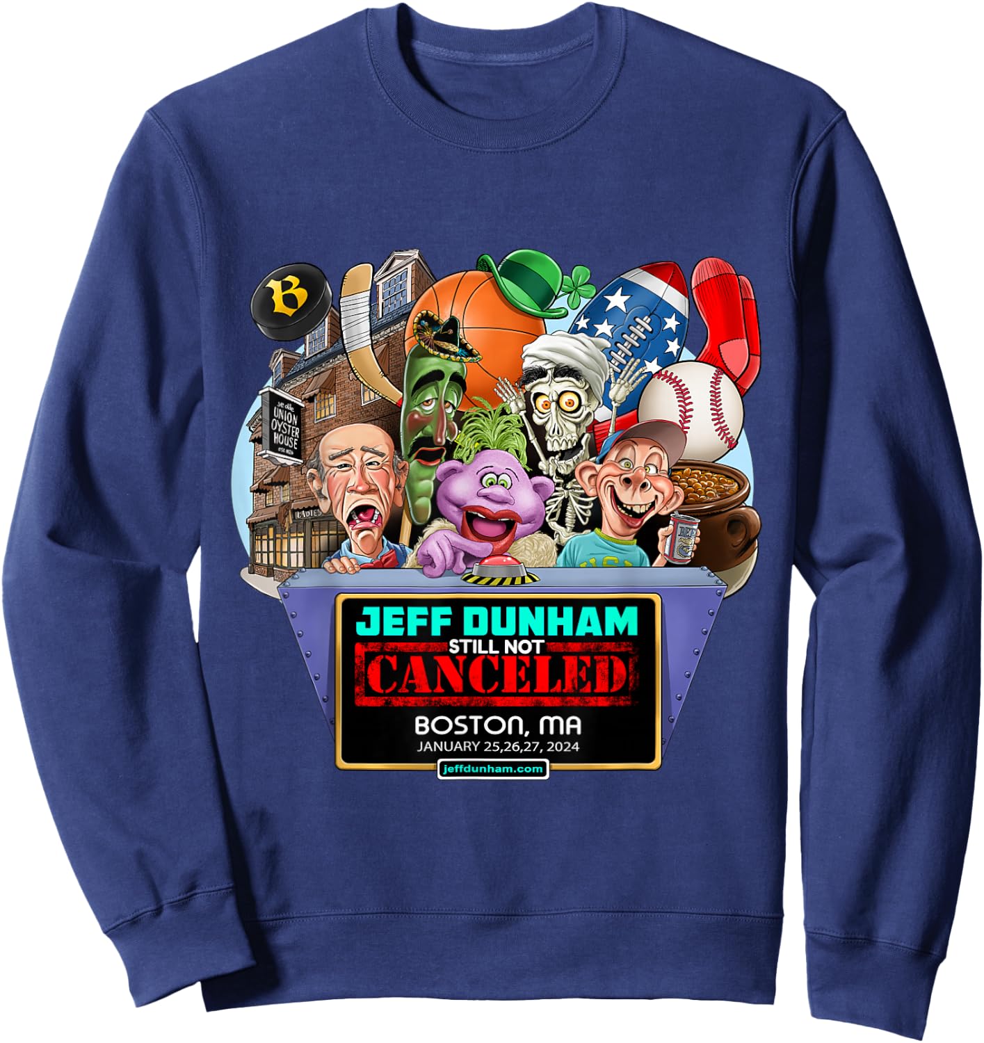 Jeff Dunham Boston, MA (2024) Sweatshirt - Sweatshirt | Navy