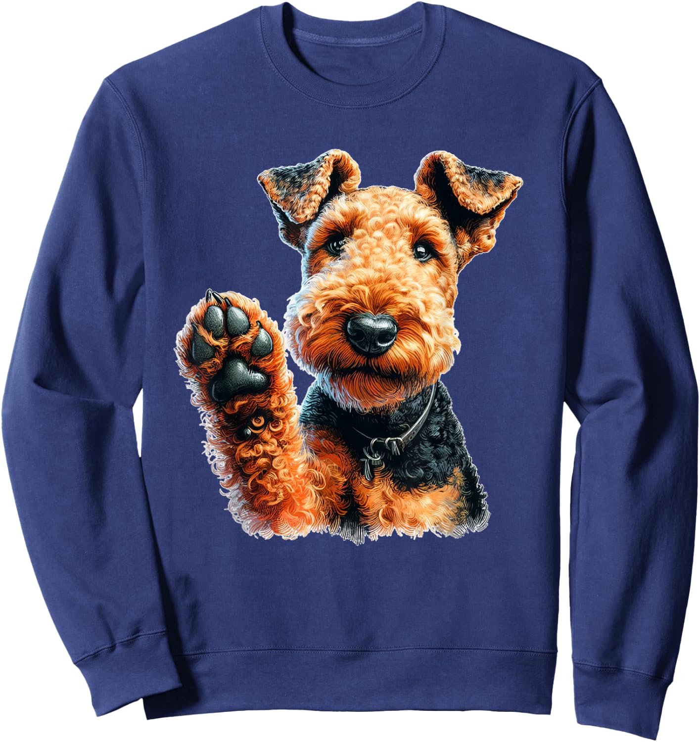 Charming Airedale Terrier Watercolor Art Dog Lover Women Girls Kids Sweatshirt - Sweatshirt | Navy