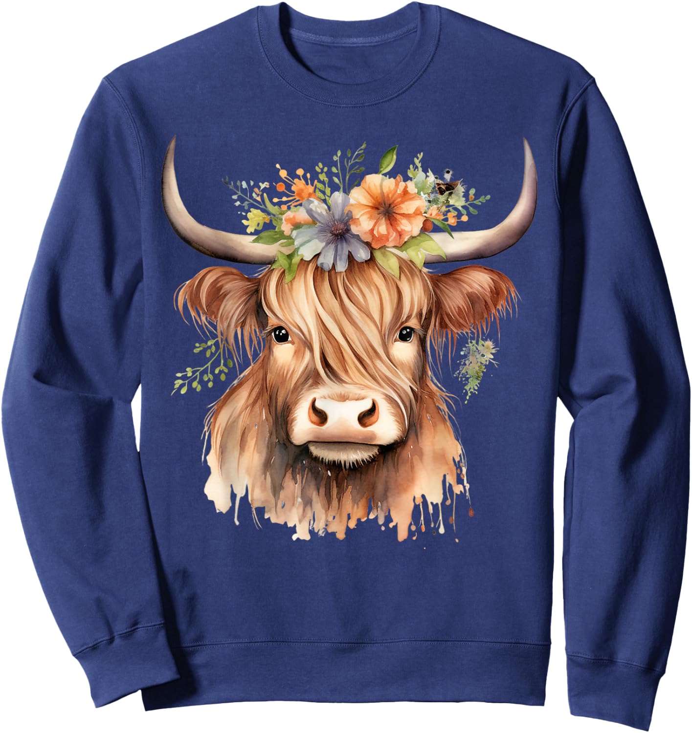 Cow, Scottish Highland Cow, Western Wear, Highland Cow Sweatshirt - Sweatshirt | Navy