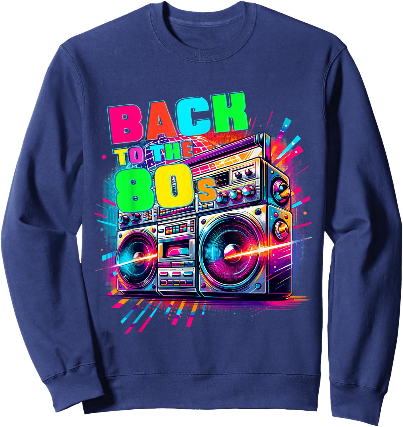 Back To The 80s Party Carnival Costume Fancy Dress 80s , black Sweatshirt - Sweatshirt | Navy