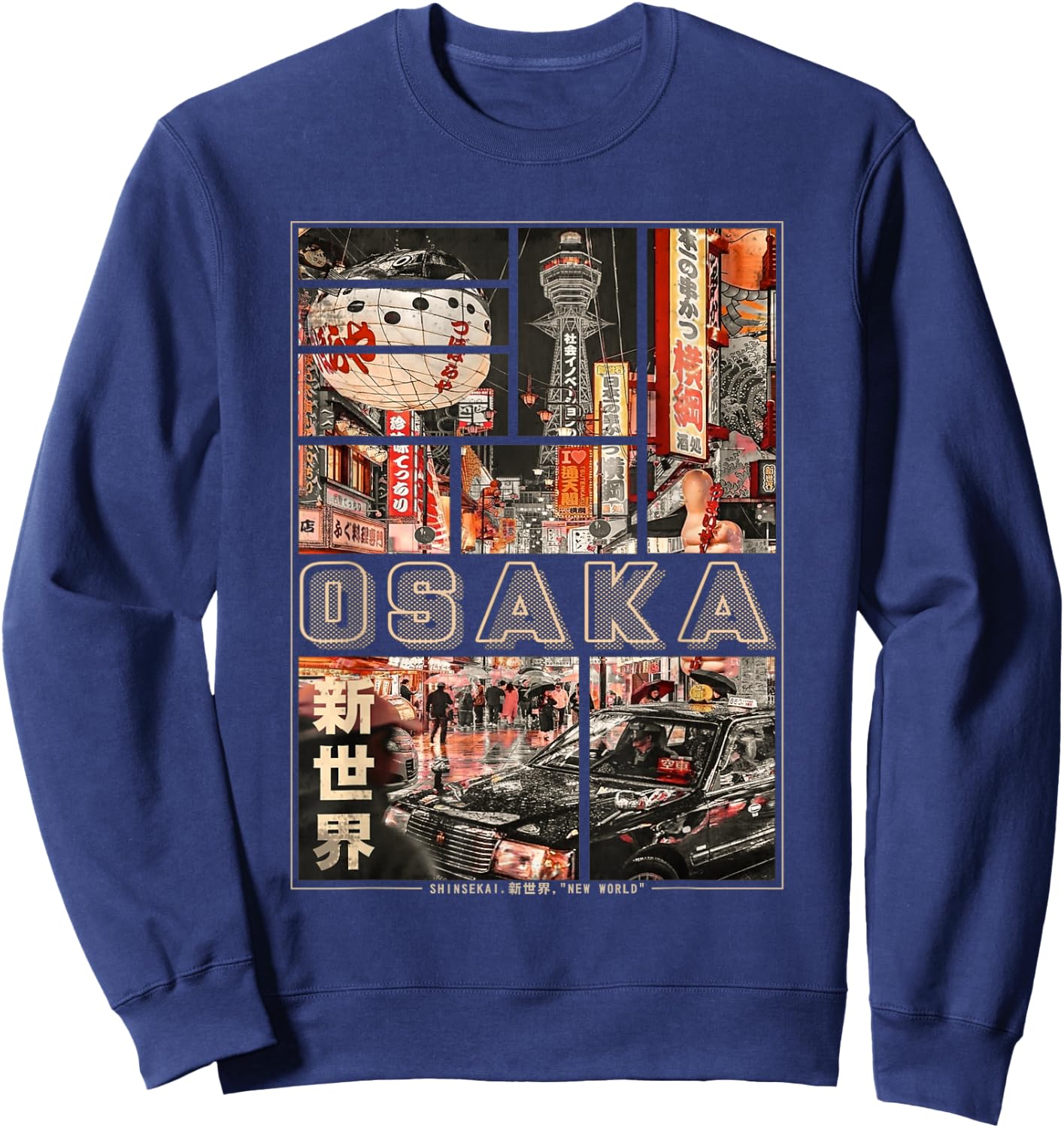 Japan Osaka Vaporwave in Japanese Retro Vibes Aesthetic Sweatshirt - Sweatshirt | Navy