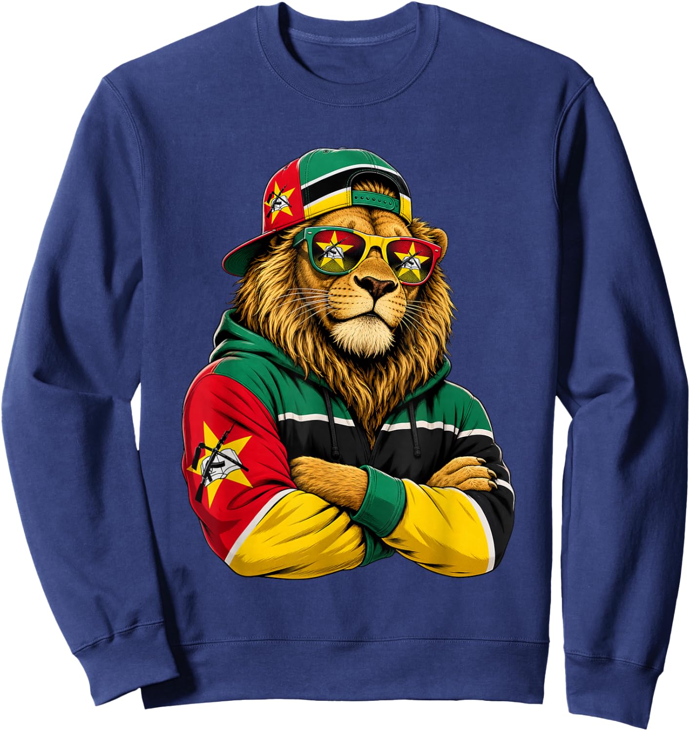 Country National Pride Mozambique Lion Flag Sweatshirt - Sweatshirt | Navy