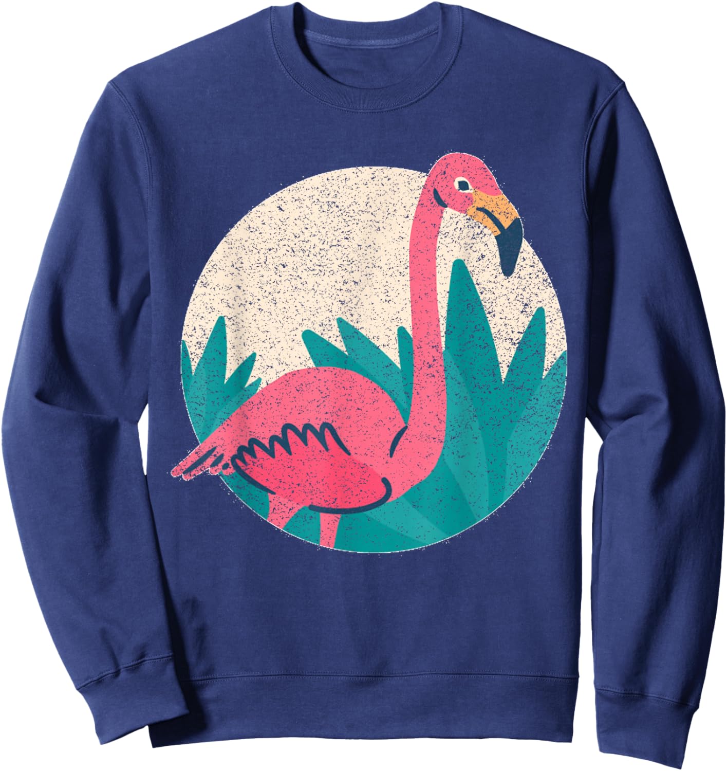 Vintage Flamingo - Distressed Vintage Style Animal T Sweatshirt - Sweatshirt | Navy