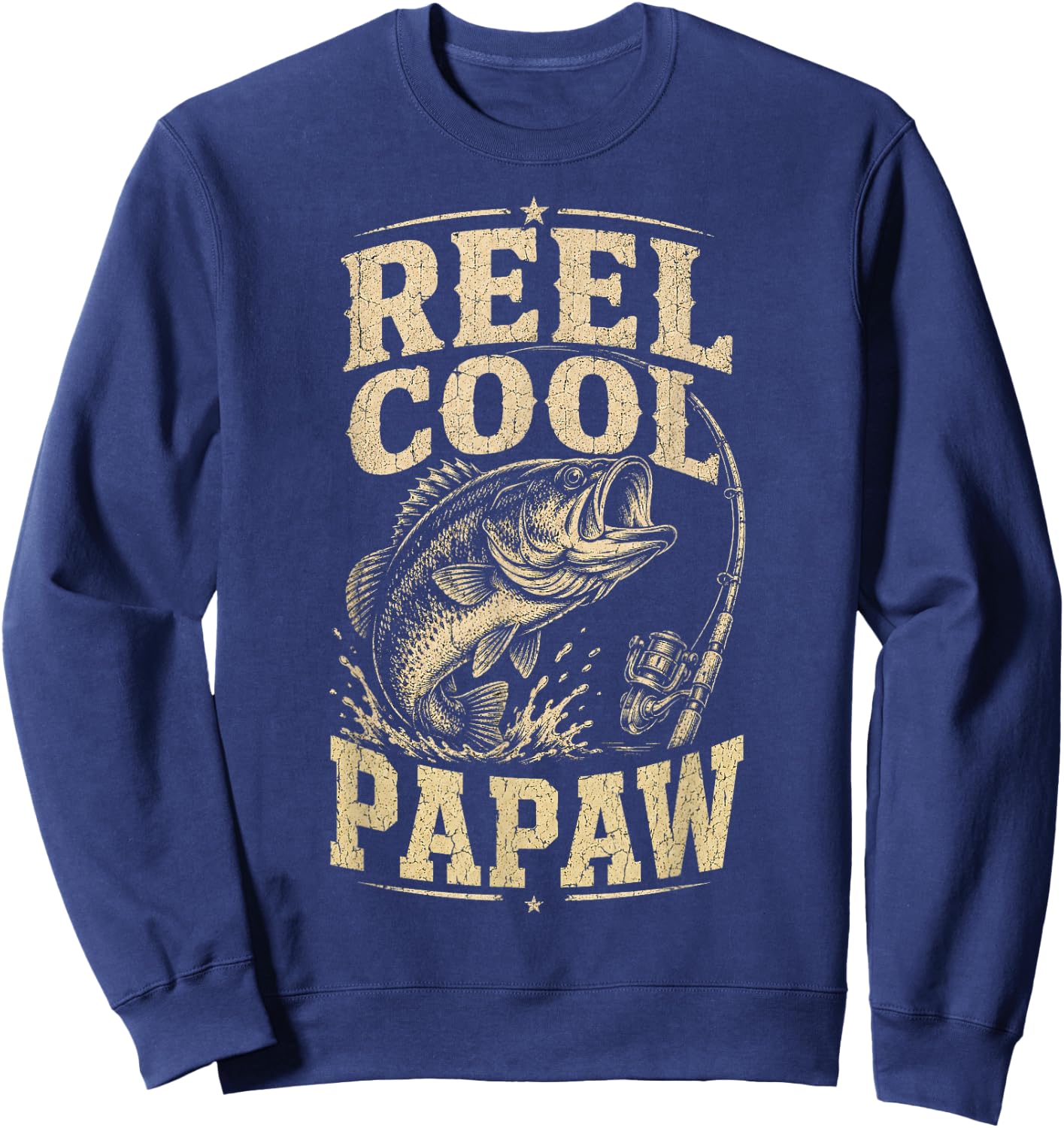 Reel Cool Papaw Grandpa Funny Fathers Day Vintage Style Sweatshirt - Sweatshirt | Navy