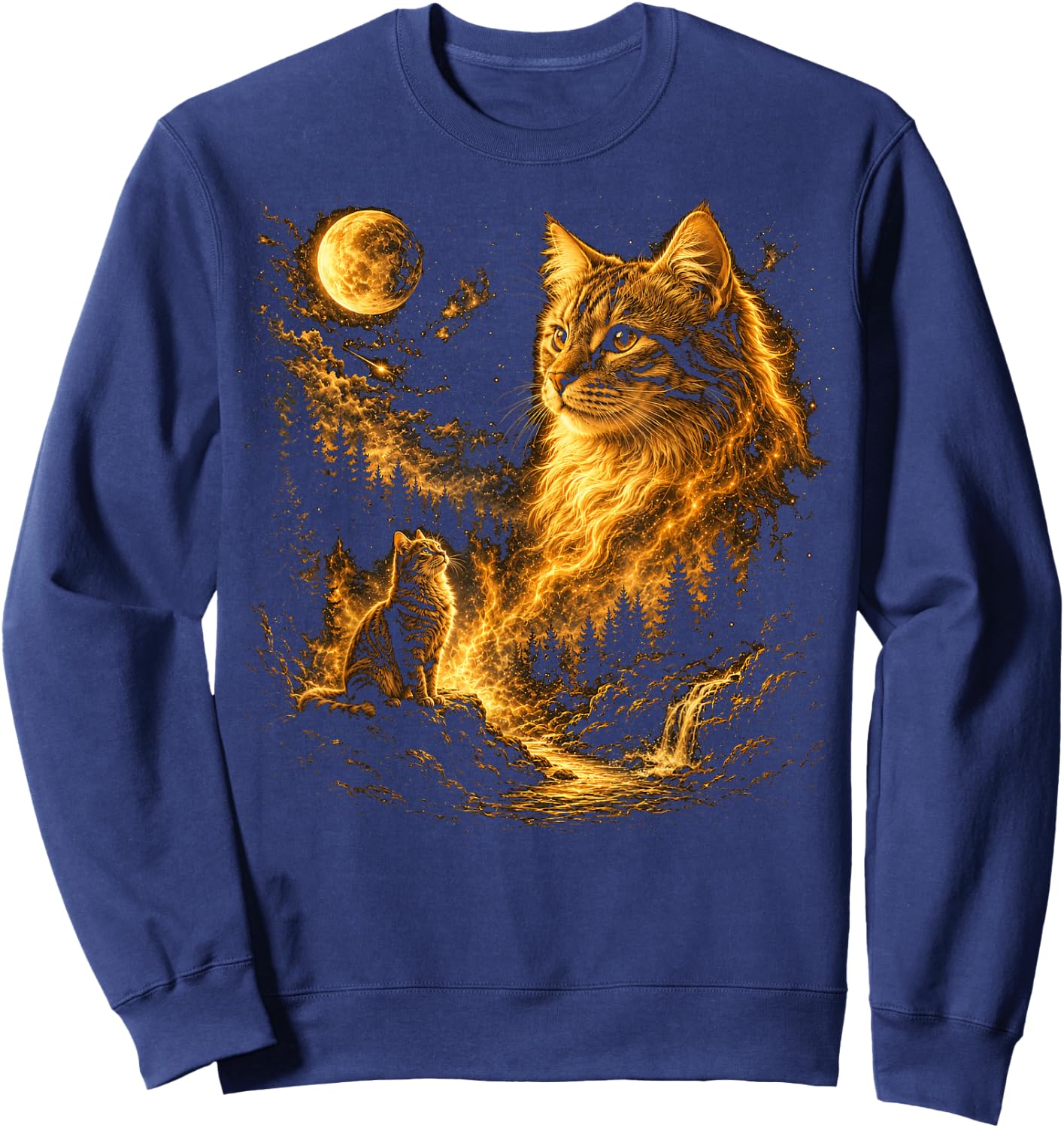 Cat Men Kids Boys Cute Cat Dad Vintage Sweatshirt - Sweatshirt | Navy