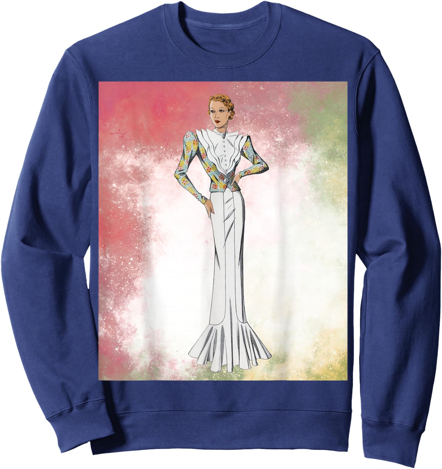 Vintage 1930's Fashion Design Sweatshirt - Sweatshirt | Navy