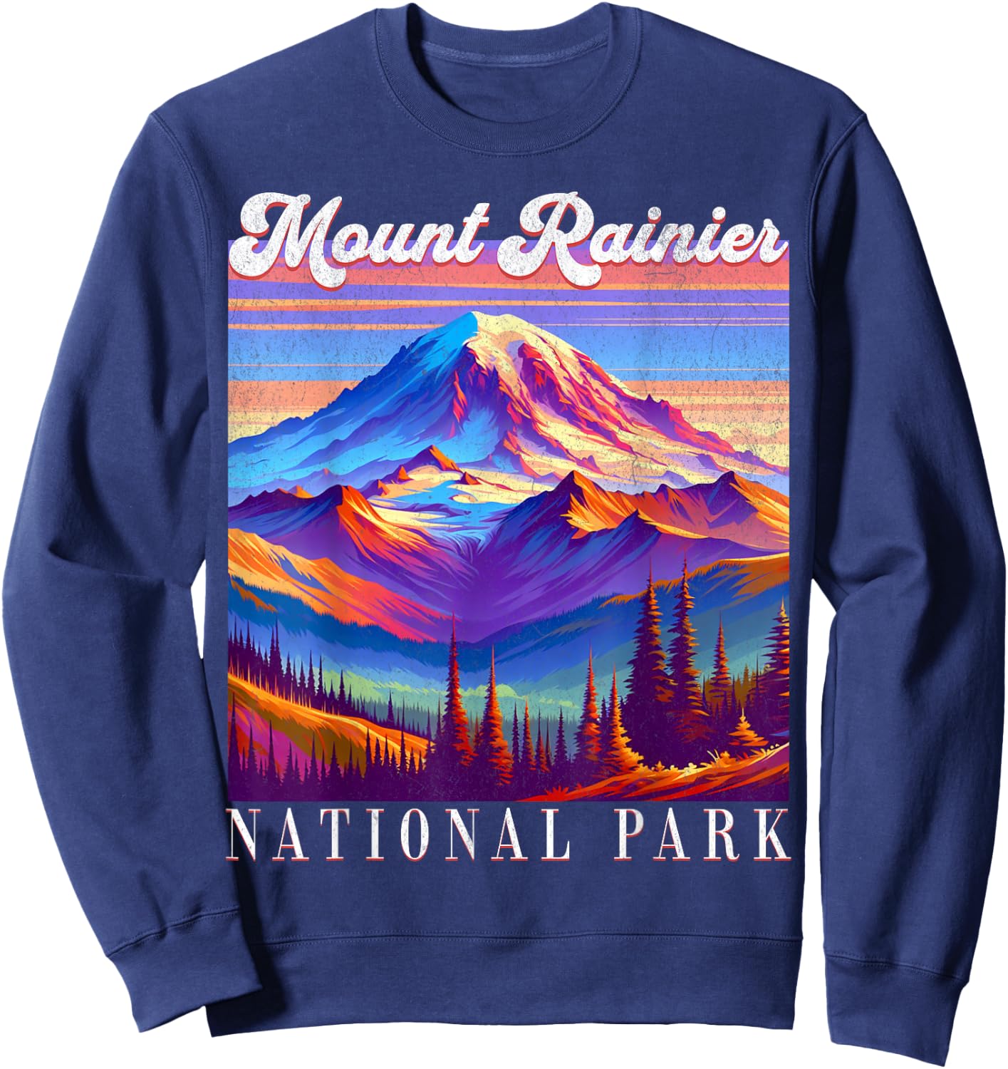 Mt. Rainier National Park Mountain Art Souvenir Sweatshirt - Sweatshirt | Navy