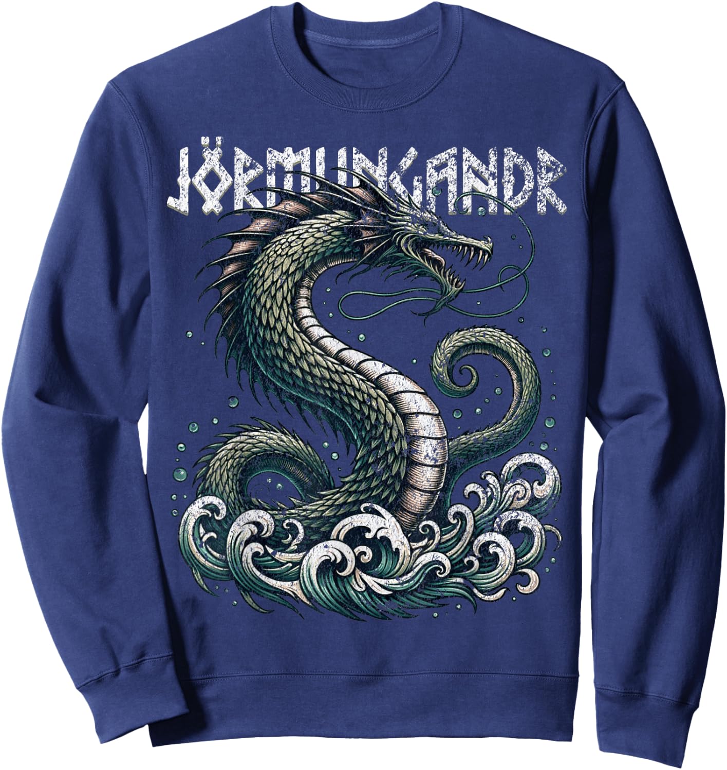 Jörmungandr Norse Mythology Serpent Viking Vintage Men Sweatshirt - Sweatshirt | Navy
