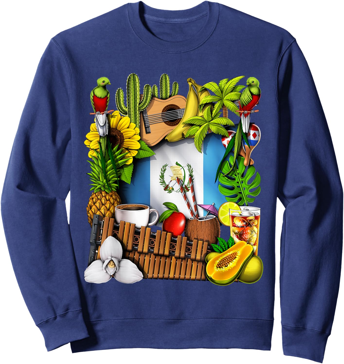 Guatemala Flag Quetzal Bird Guatemalan Heritage Roots Sweatshirt - Sweatshirt | Navy