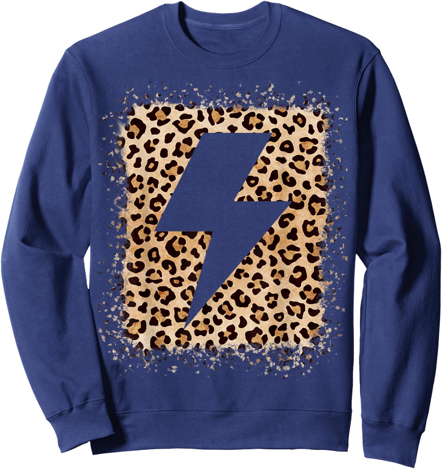Animal Leopard Cheetah Print Bolt Lightning Sweatshirt - Sweatshirt | Navy