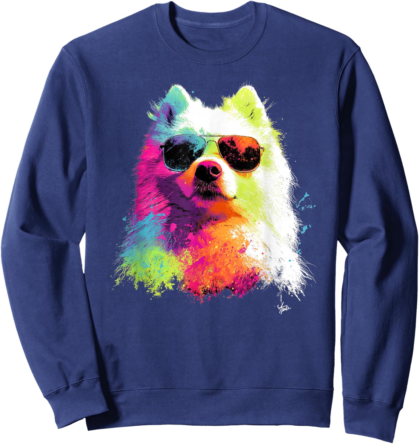 Colorful Samoyed Dad Funny Dog Lover Father's Day Men Women Sweatshirt - Sweatshirt | Navy